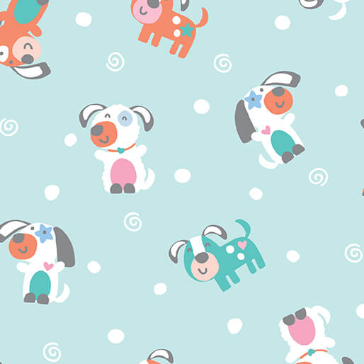 Twinkle Comfort Flannel - Puppy Love - Aqua