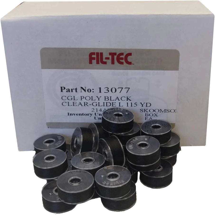 13077 Fil-Tec ClearGlide Black "L" Embroidery Bobbins