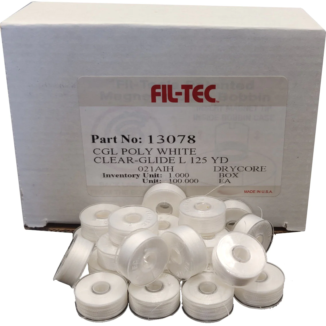 13078 Fil-Tec ClearGlide White "L" Embroidery Bobbins