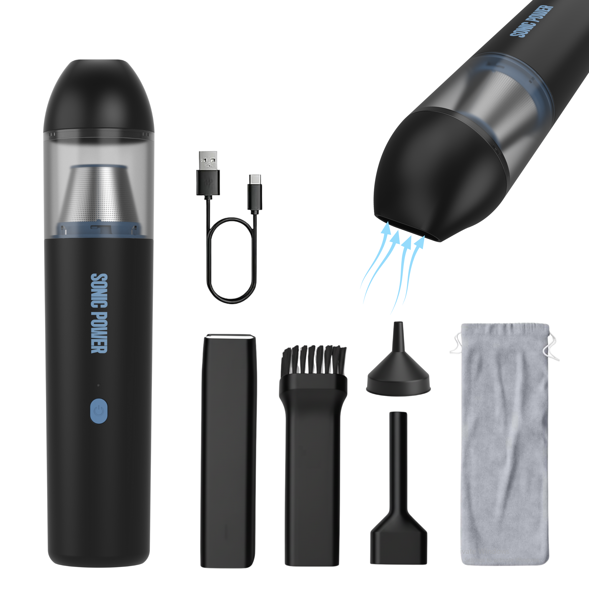 Sonic Power Mini Vacuum (Black)
