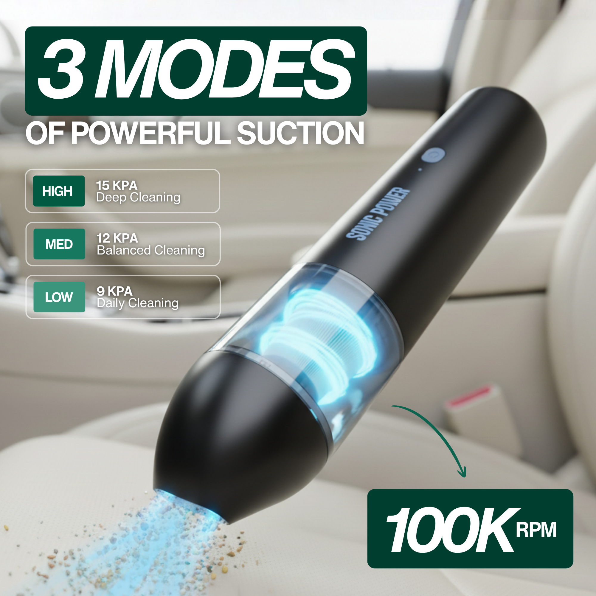 Sonic Power Mini Vacuum (Black)