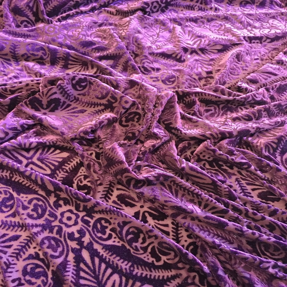 Lili Damask Burnout Stretch Velvet Fabric