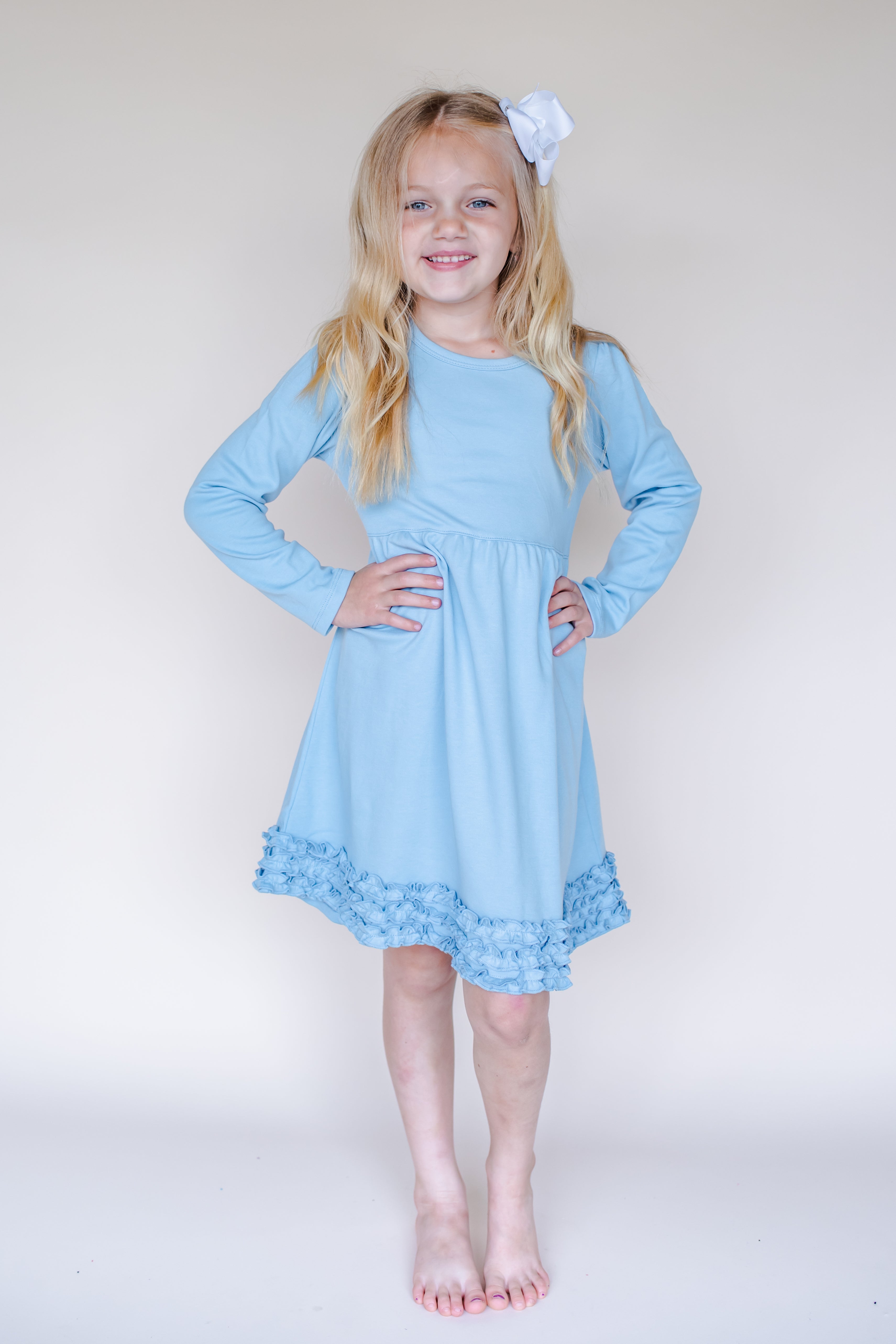 Girl's Long Sleeve Ruffle Empire Waist Dress (12M-Toddler)