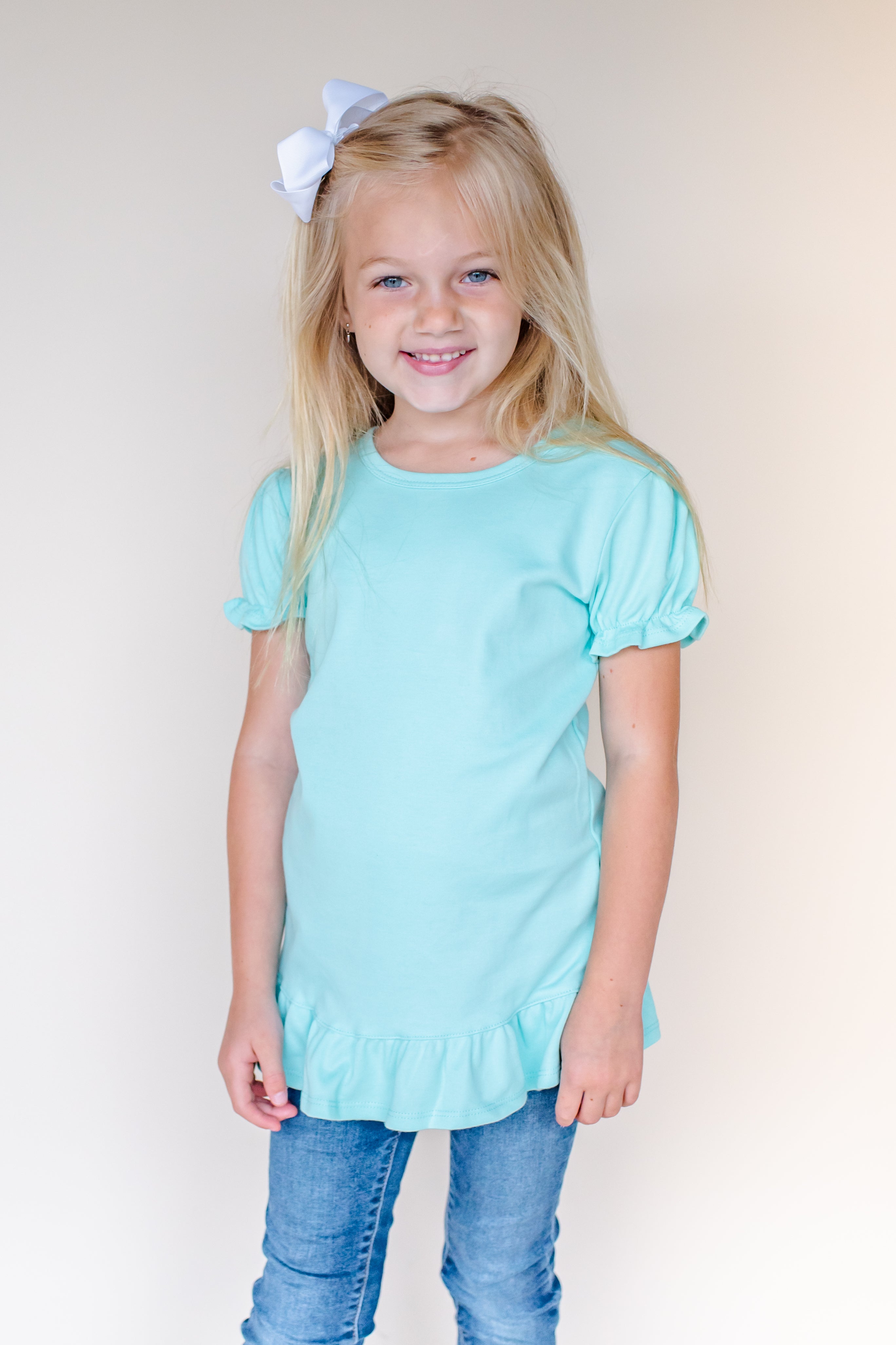 Girl's Short Sleeve Ruffle Shirt (12M-Toddler)