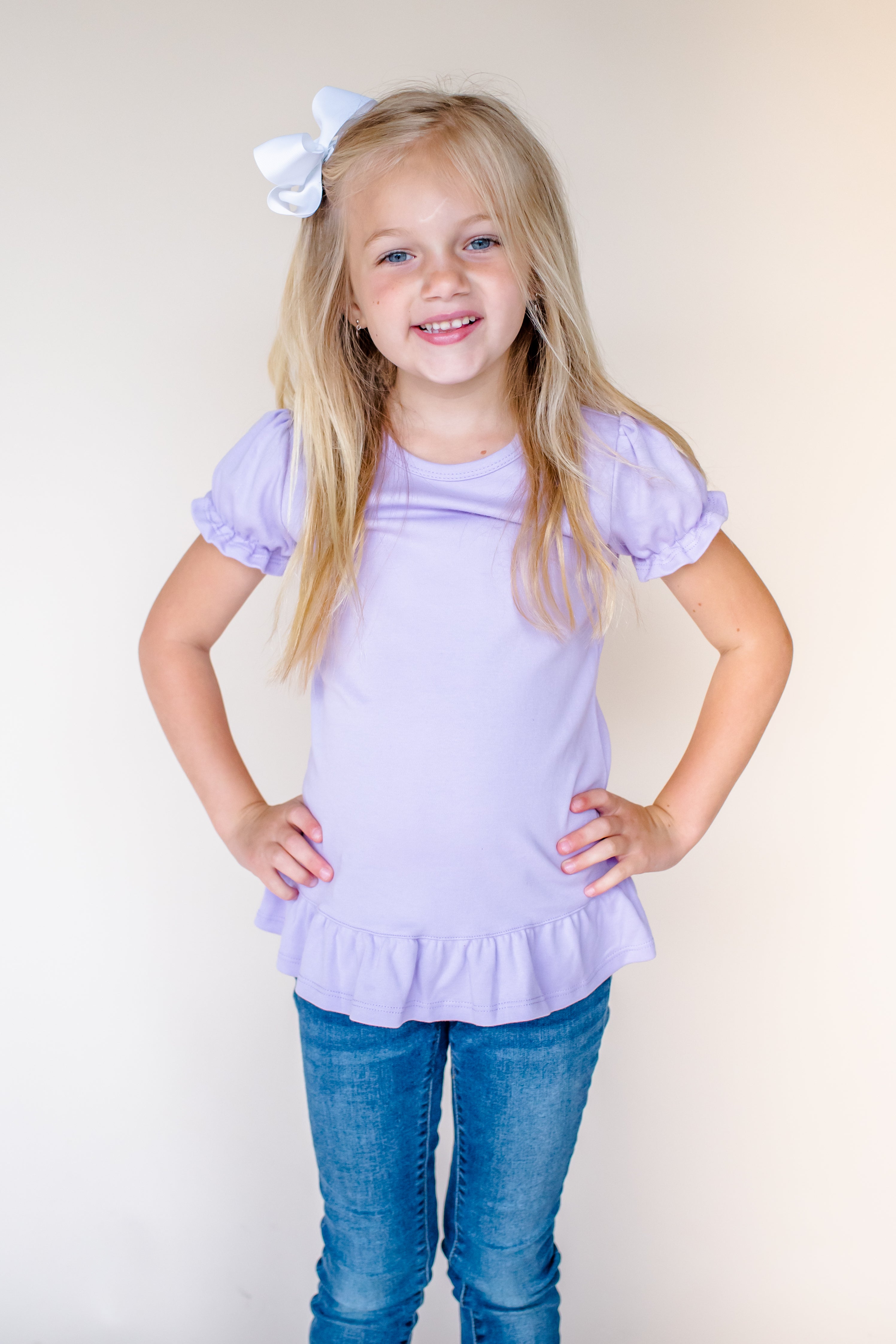 Girl's Short Sleeve Ruffle Shirt (Youth)