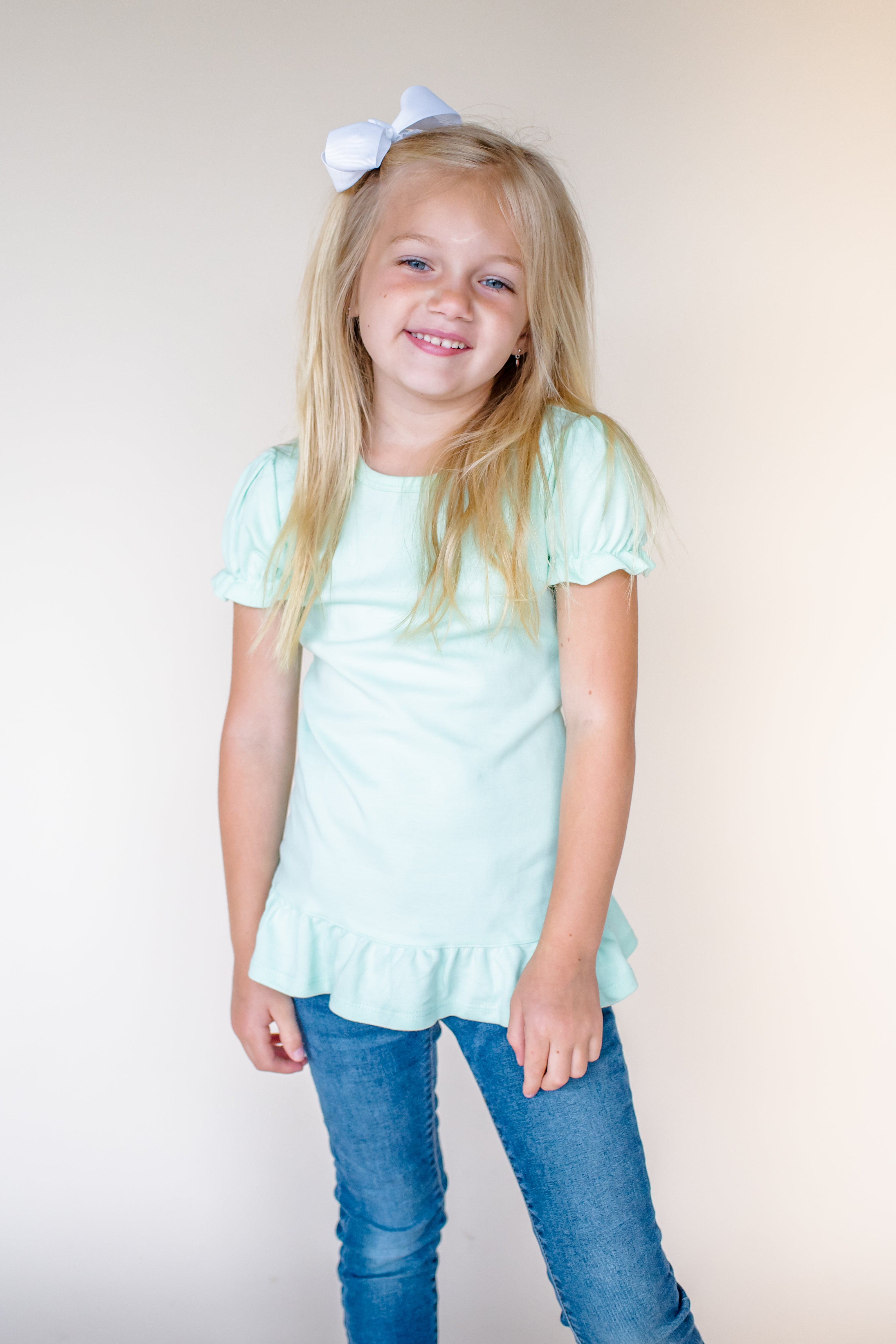 Girl's Short Sleeve Ruffle Shirt (12M-Toddler)