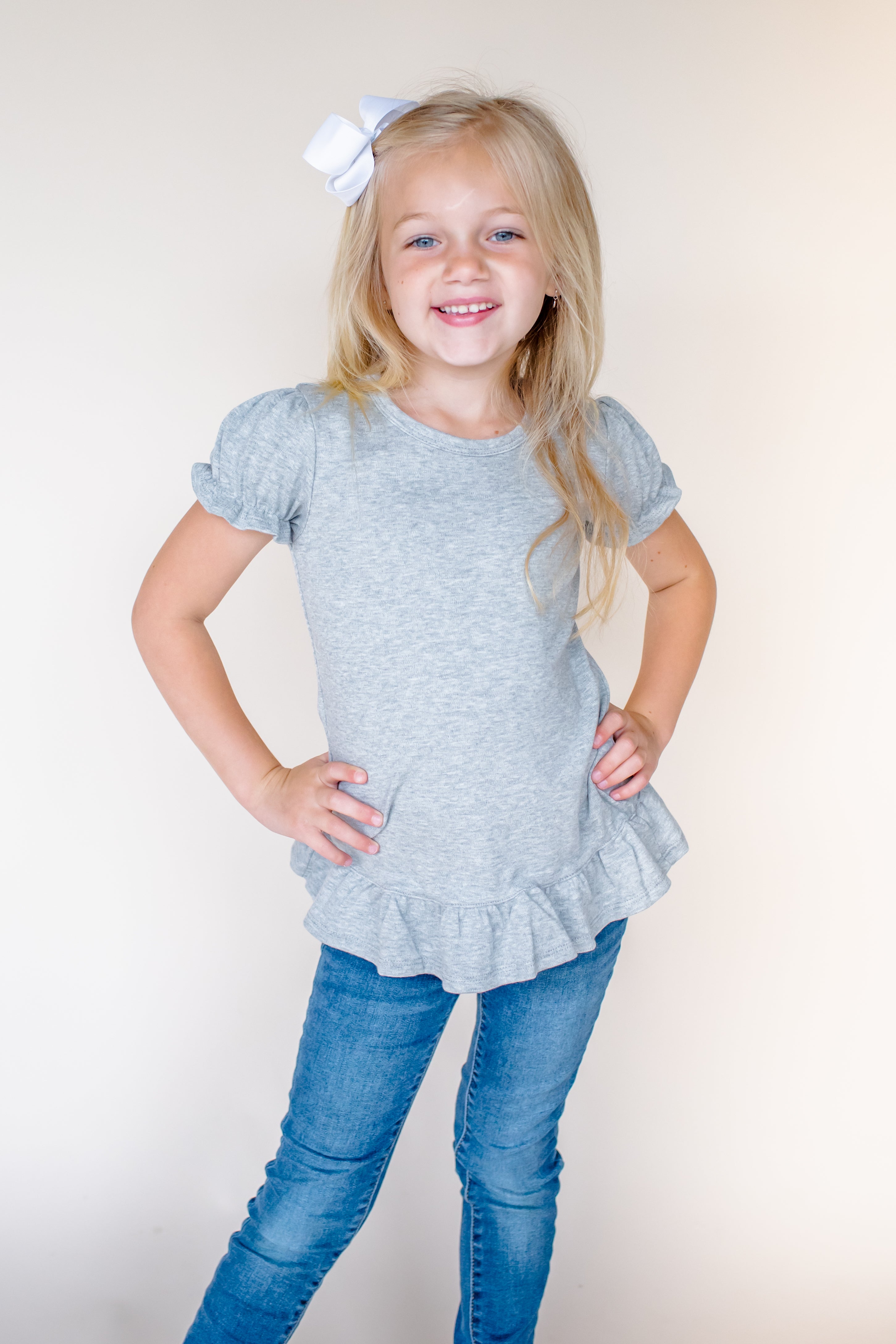 Girl's Short Sleeve Ruffle Shirt (12M-Toddler)