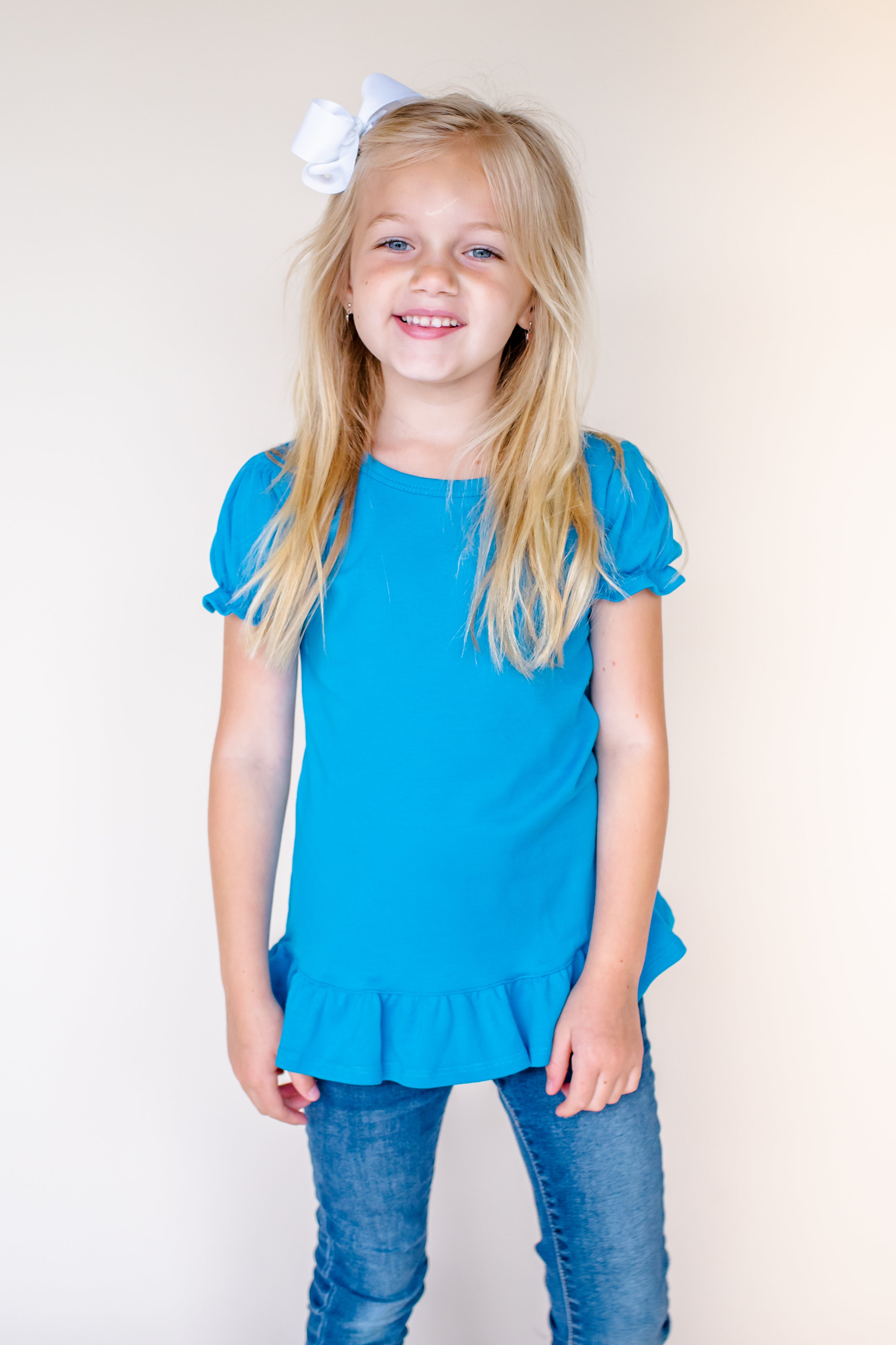 Girl's Short Sleeve Ruffle Shirt (12M-Toddler)