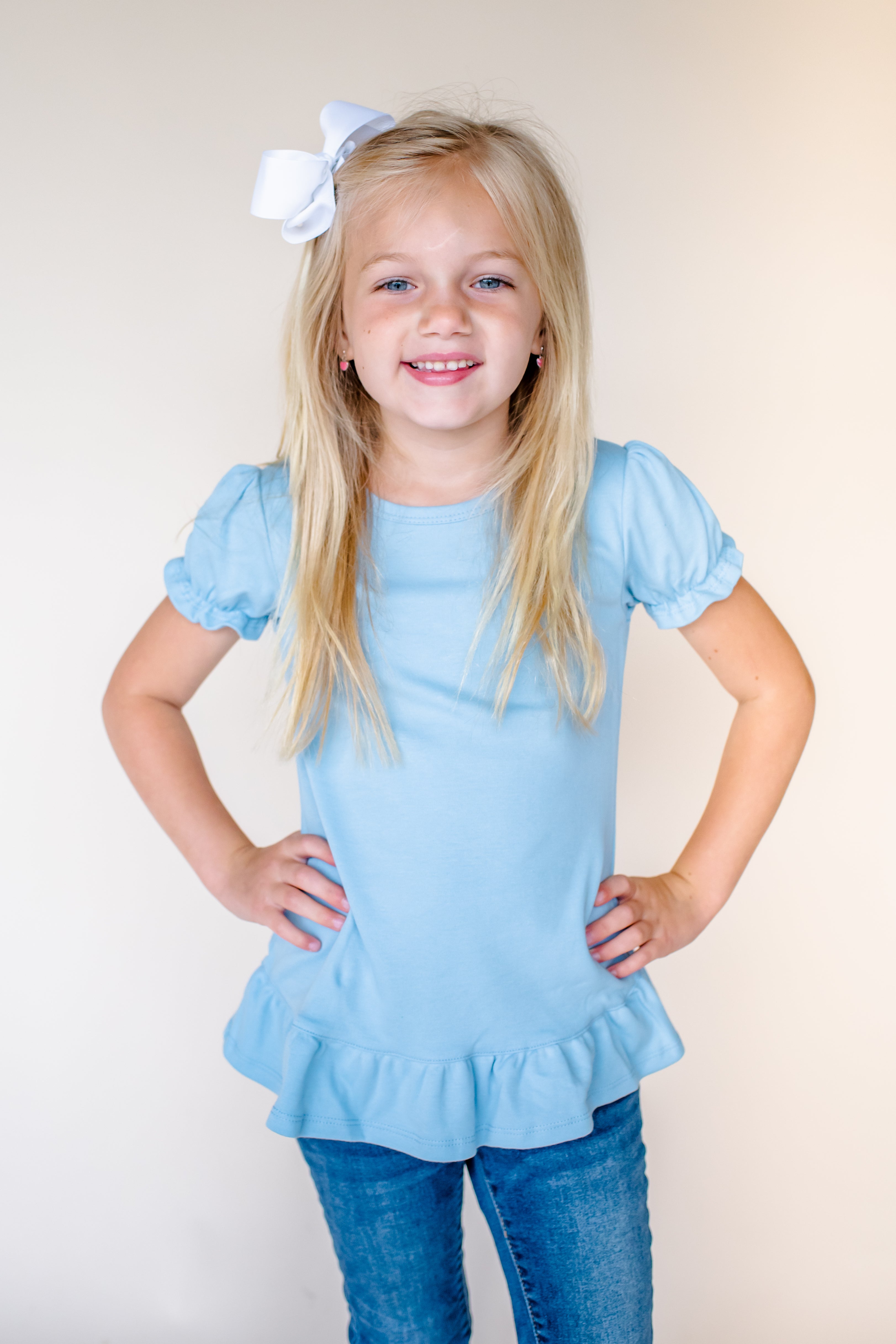 Girl's Short Sleeve Ruffle Shirt (12M-Toddler)