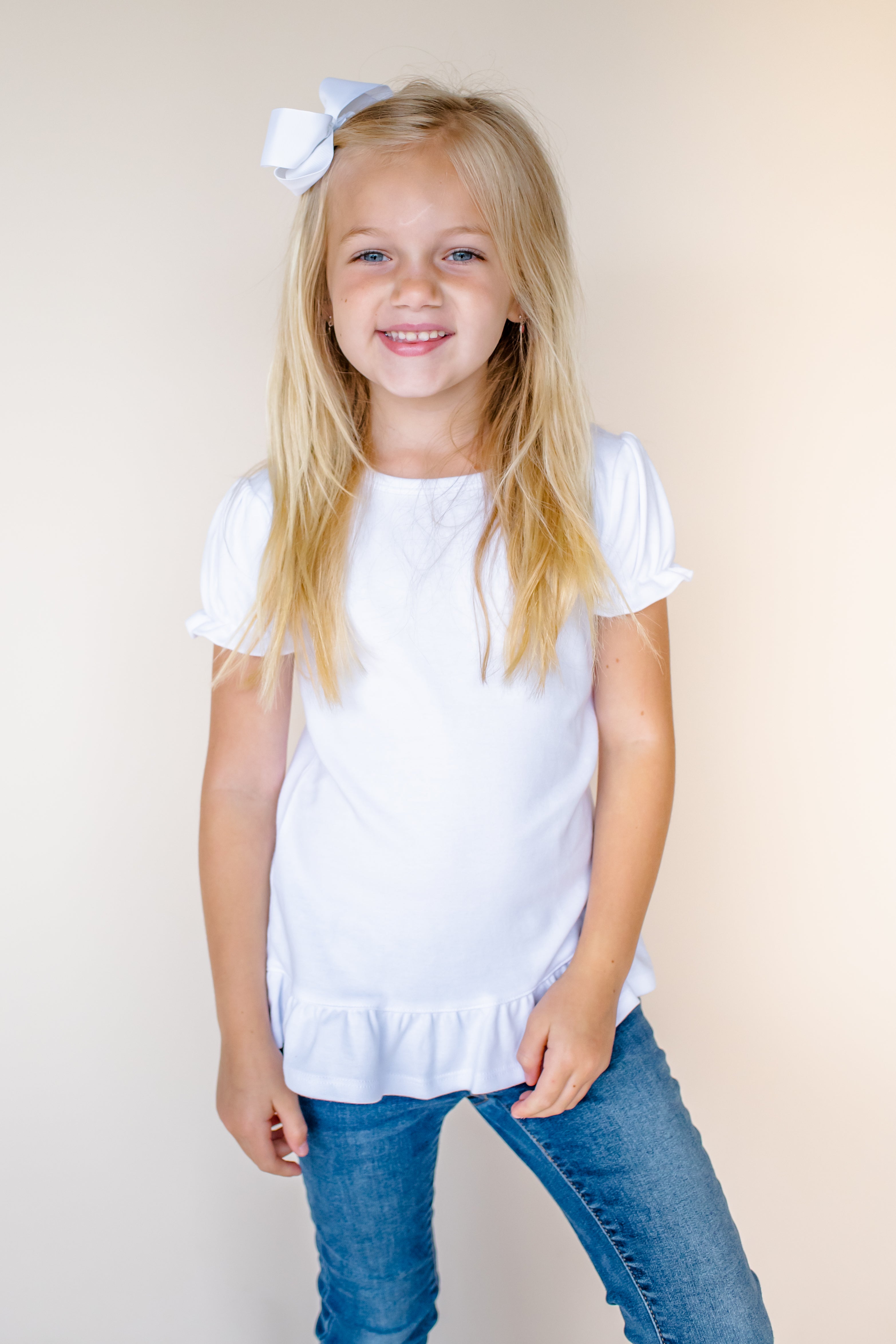 Girl's Short Sleeve Ruffle Shirt (12M-Toddler)