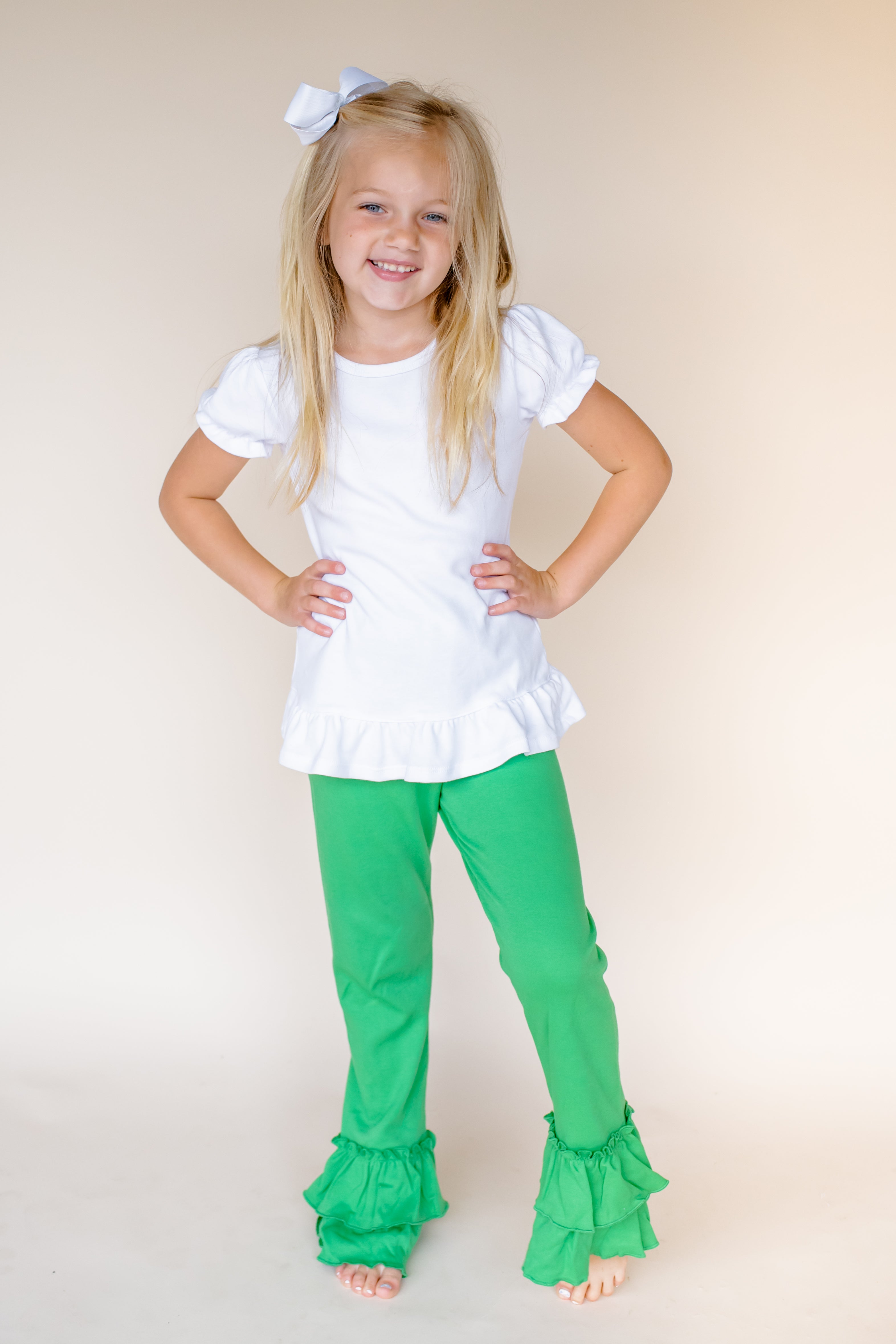 Girl's Solid Ruffle Pants