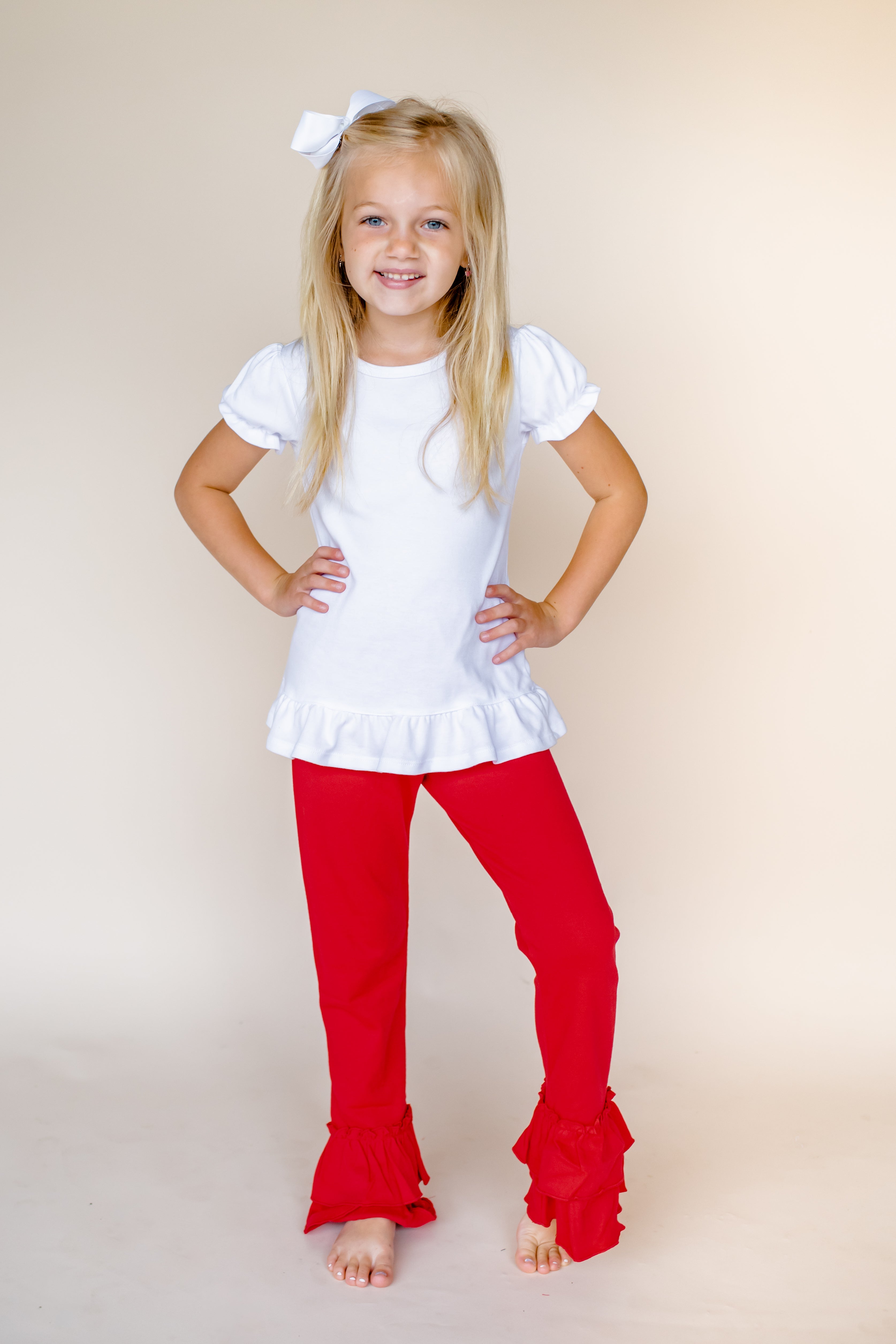 Girl's Solid Ruffle Pants