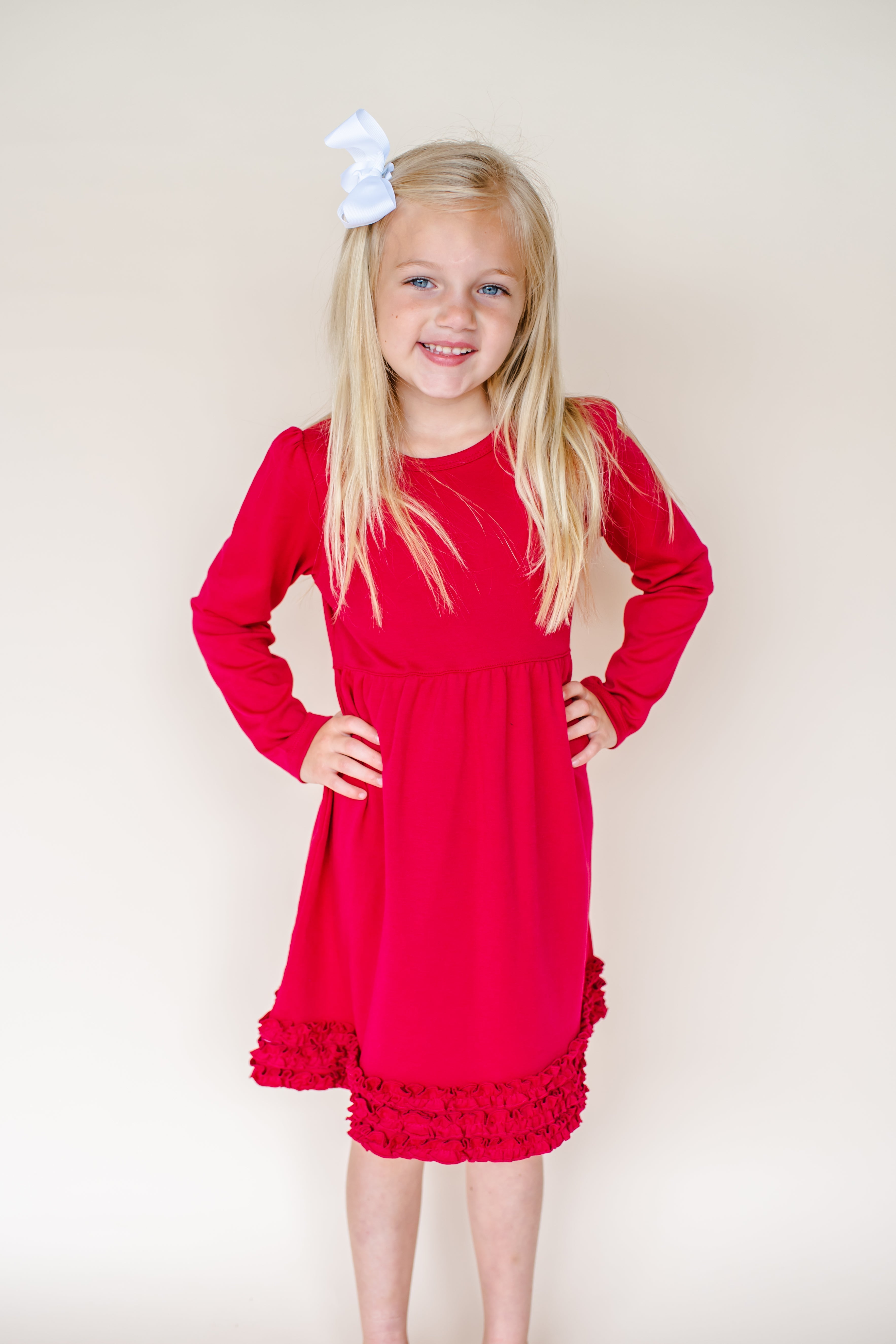 Girl's Long Sleeve Ruffle Empire Waist Dress (12M-Toddler)