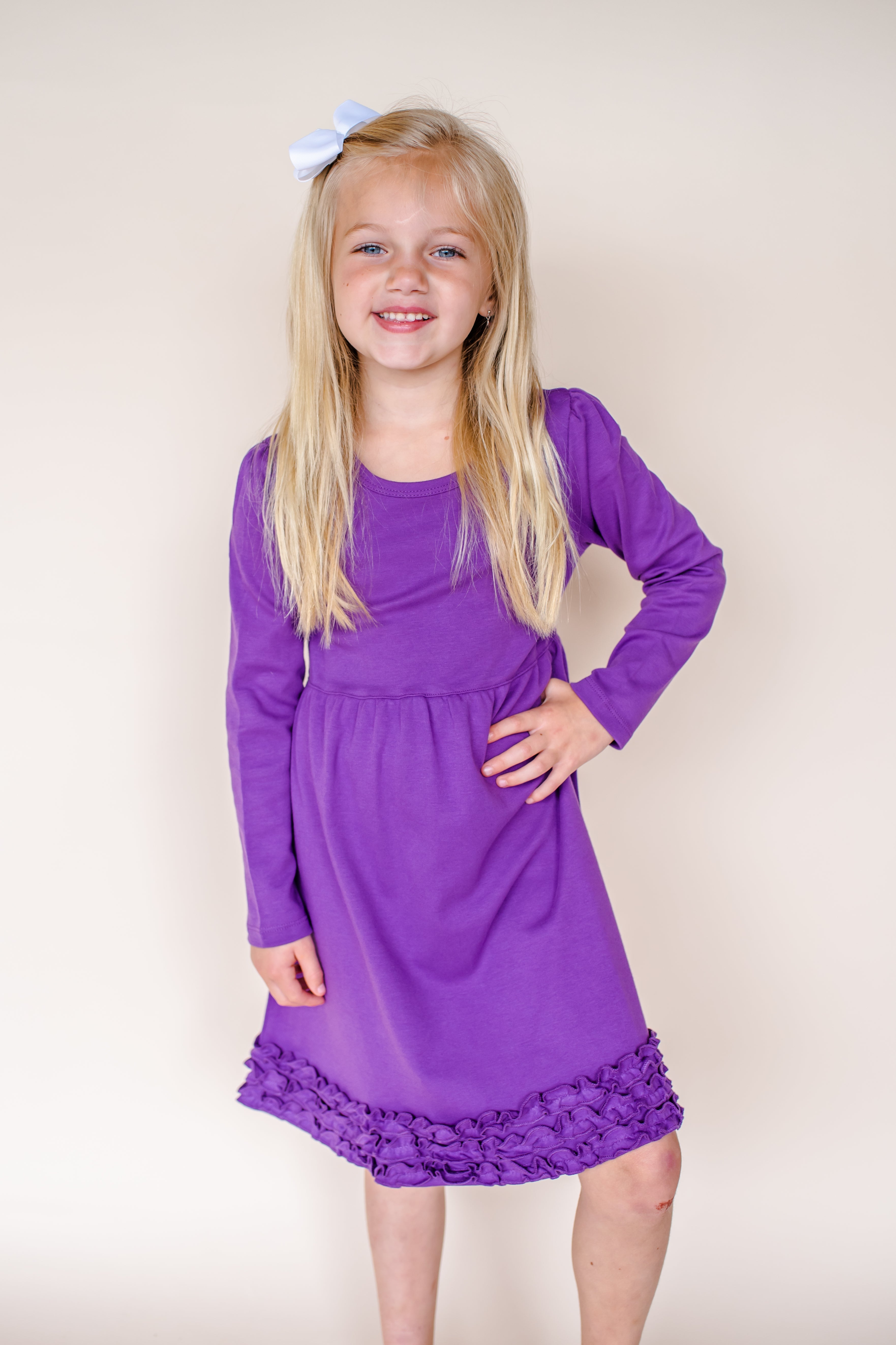 Girl's Long Sleeve Ruffle Empire Waist Dress (12M-Toddler)