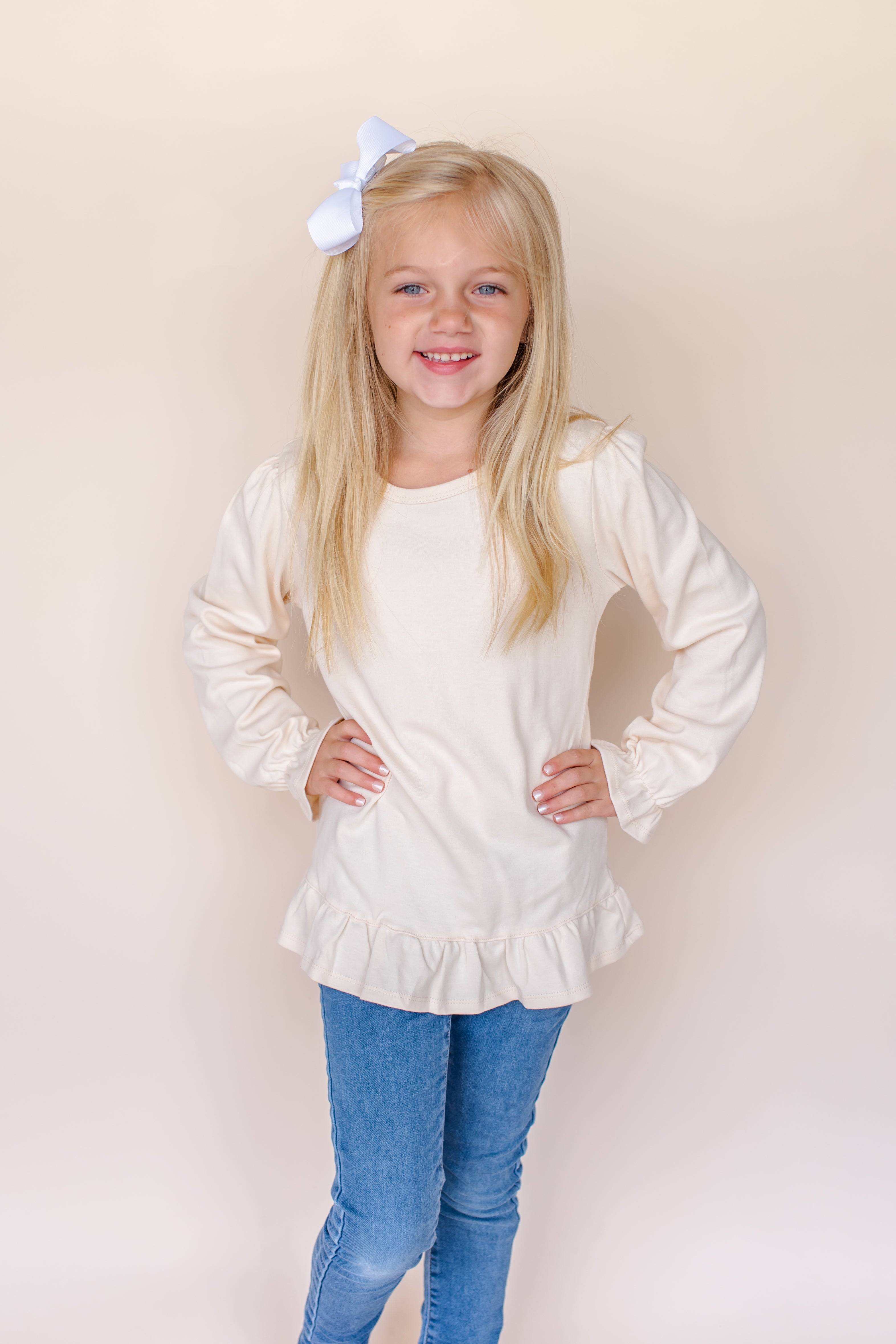 Girl's Long Sleeve Ruffle Shirt (Youth)