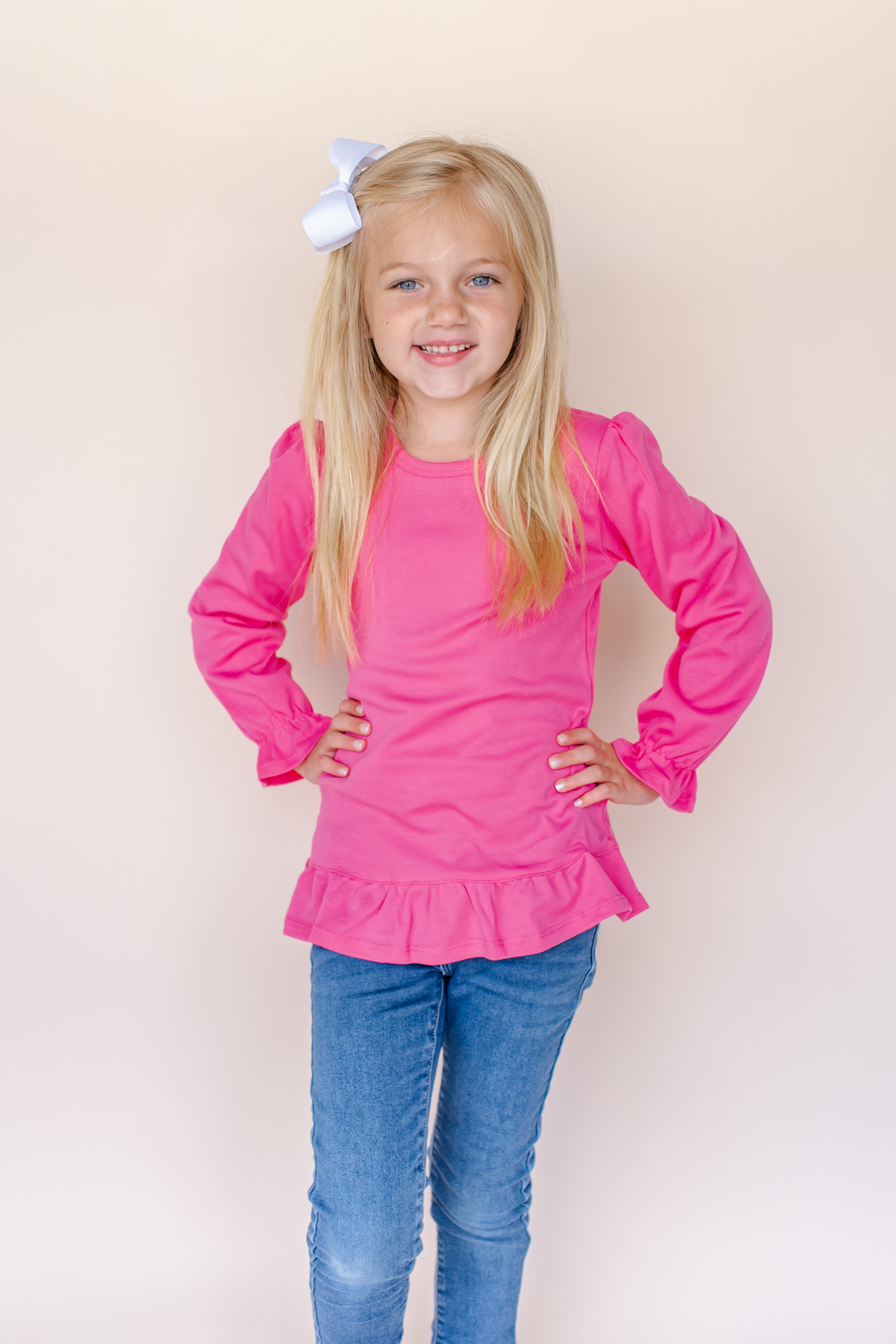 Girl's Long Sleeve Ruffle Shirt (Youth)