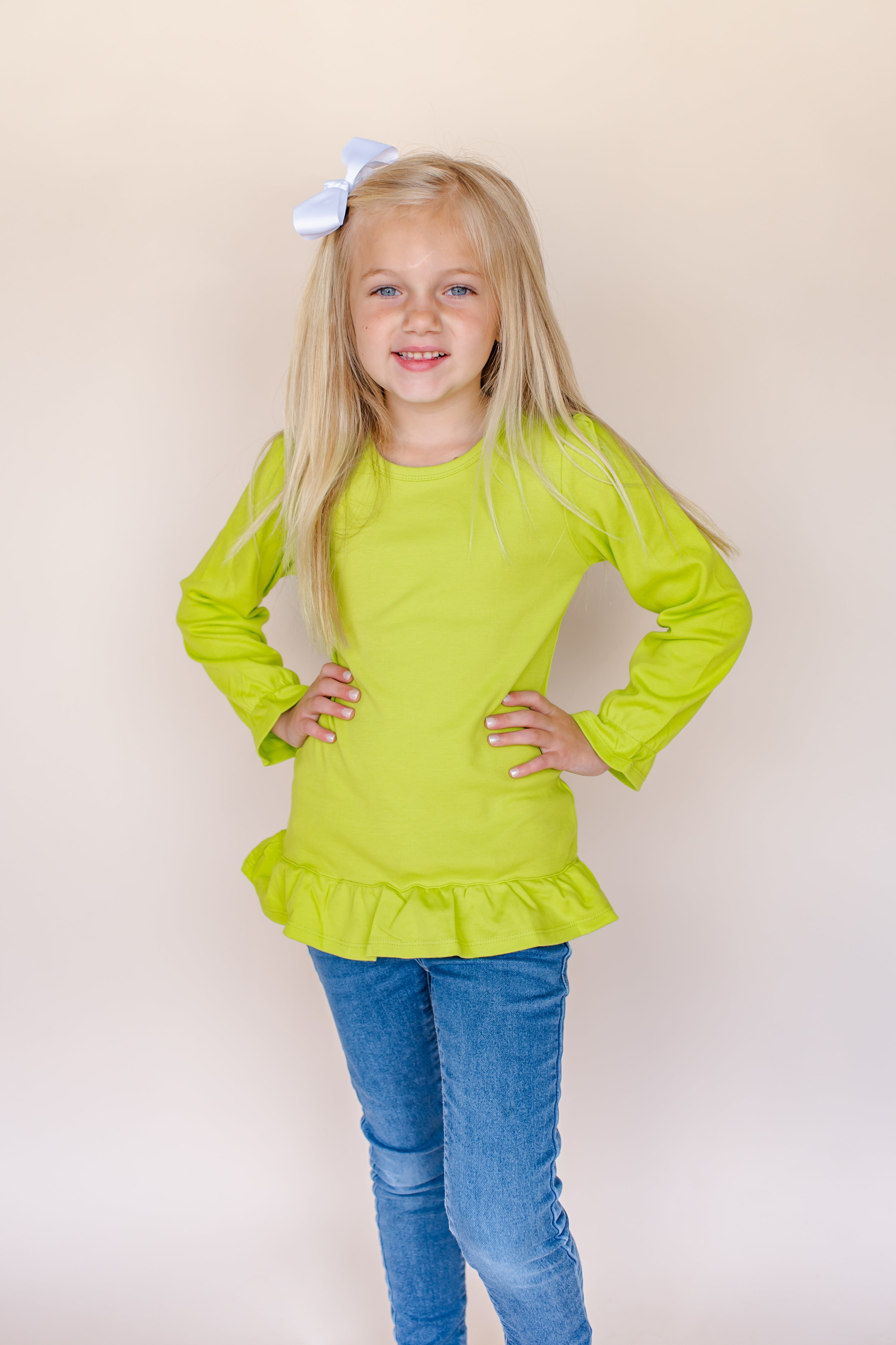 Girl's Long Sleeve Ruffle Shirt (Youth)