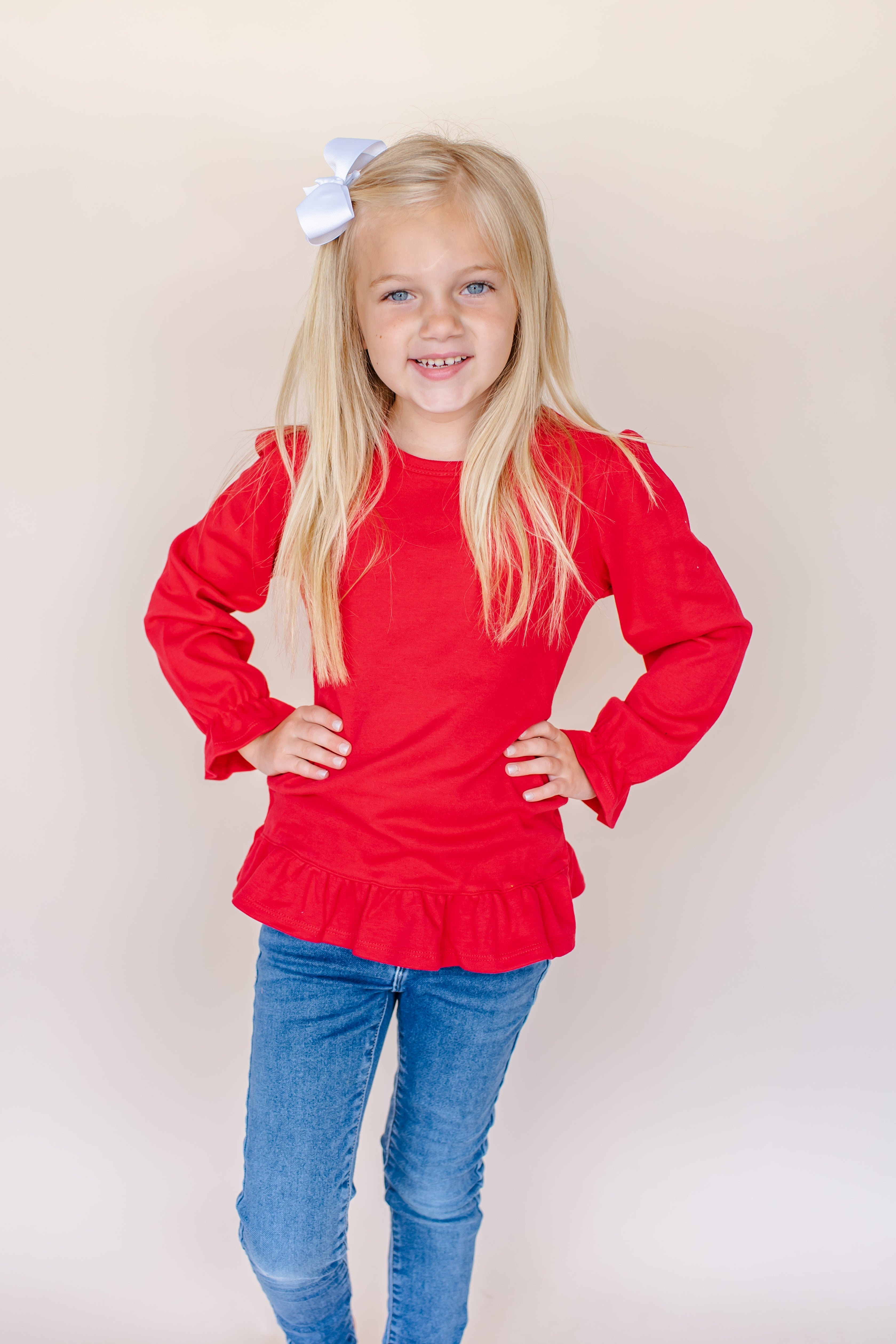 Girl's Long Sleeve Ruffle Shirt (Youth)