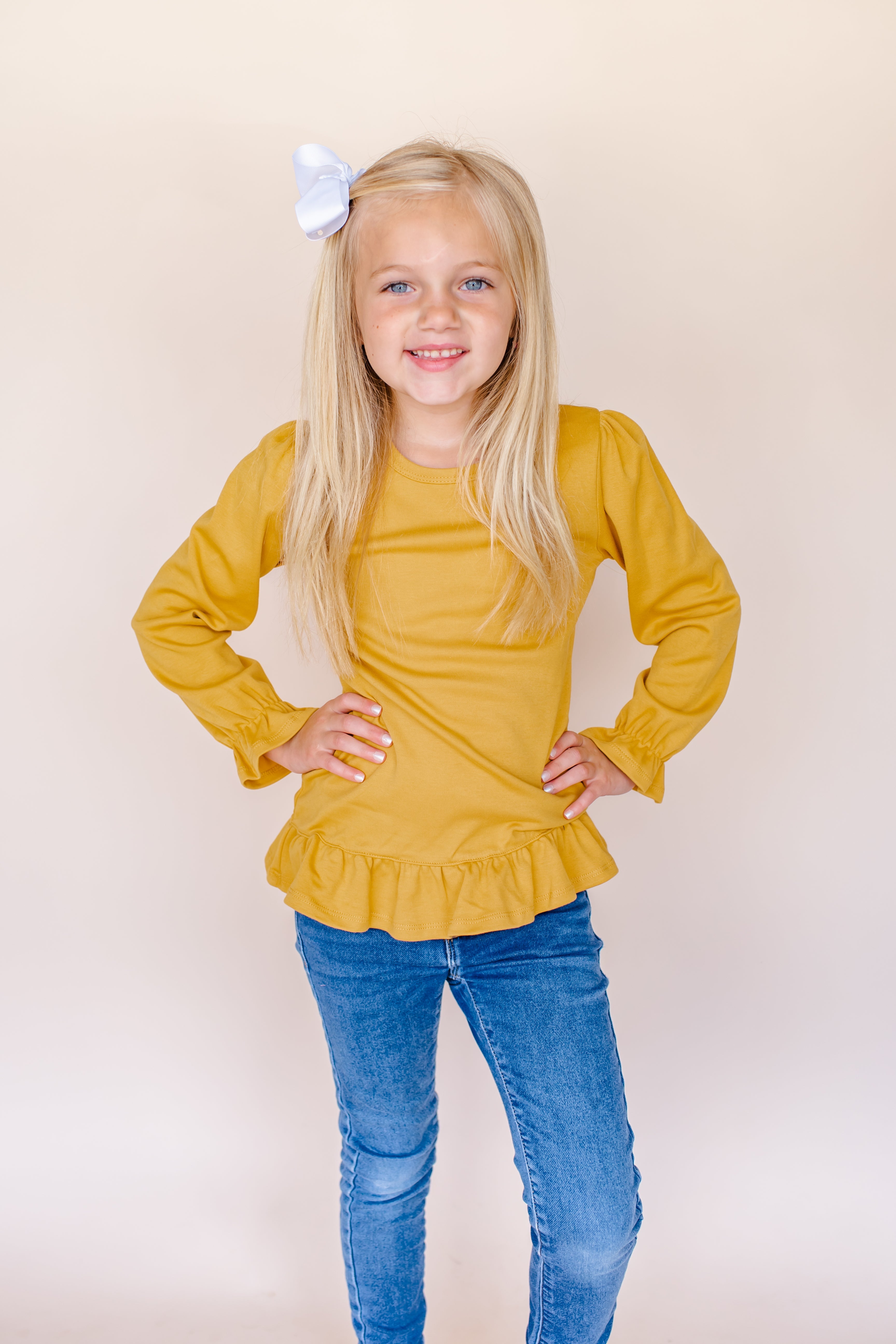 Girl's Long Sleeve Ruffle Shirt (Youth)