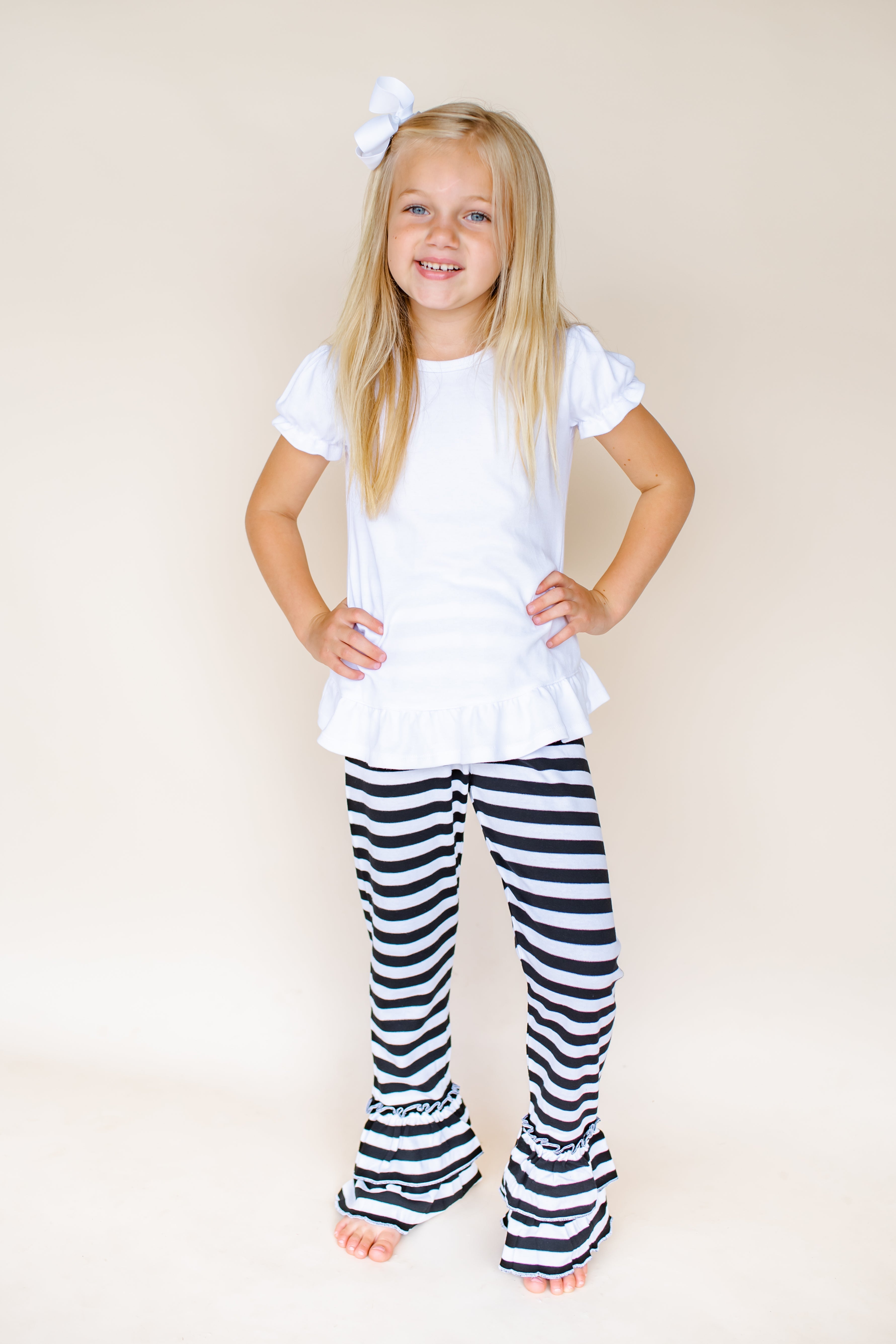 Girl's Striped Ruffle Pants