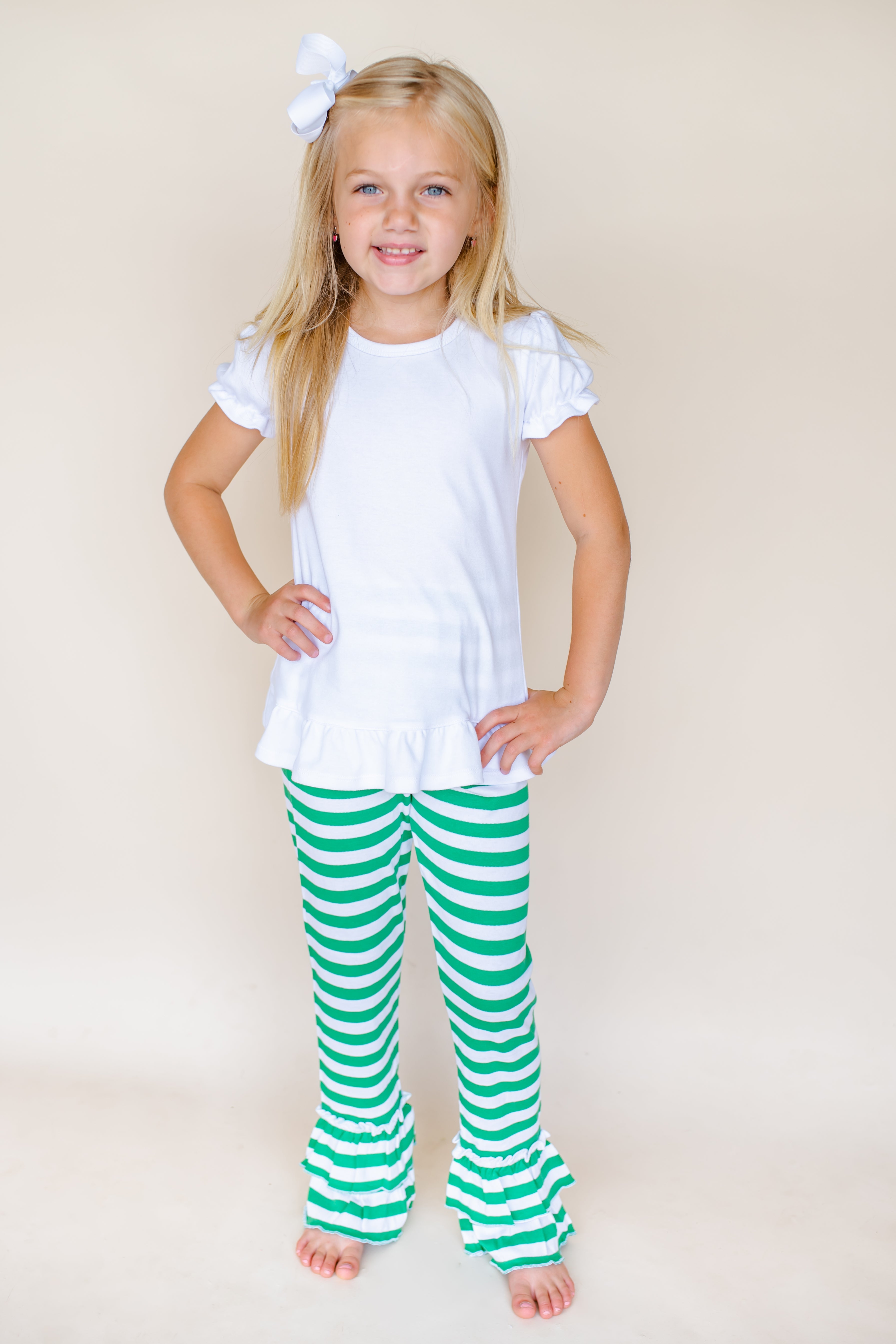 Girl's Striped Ruffle Pants