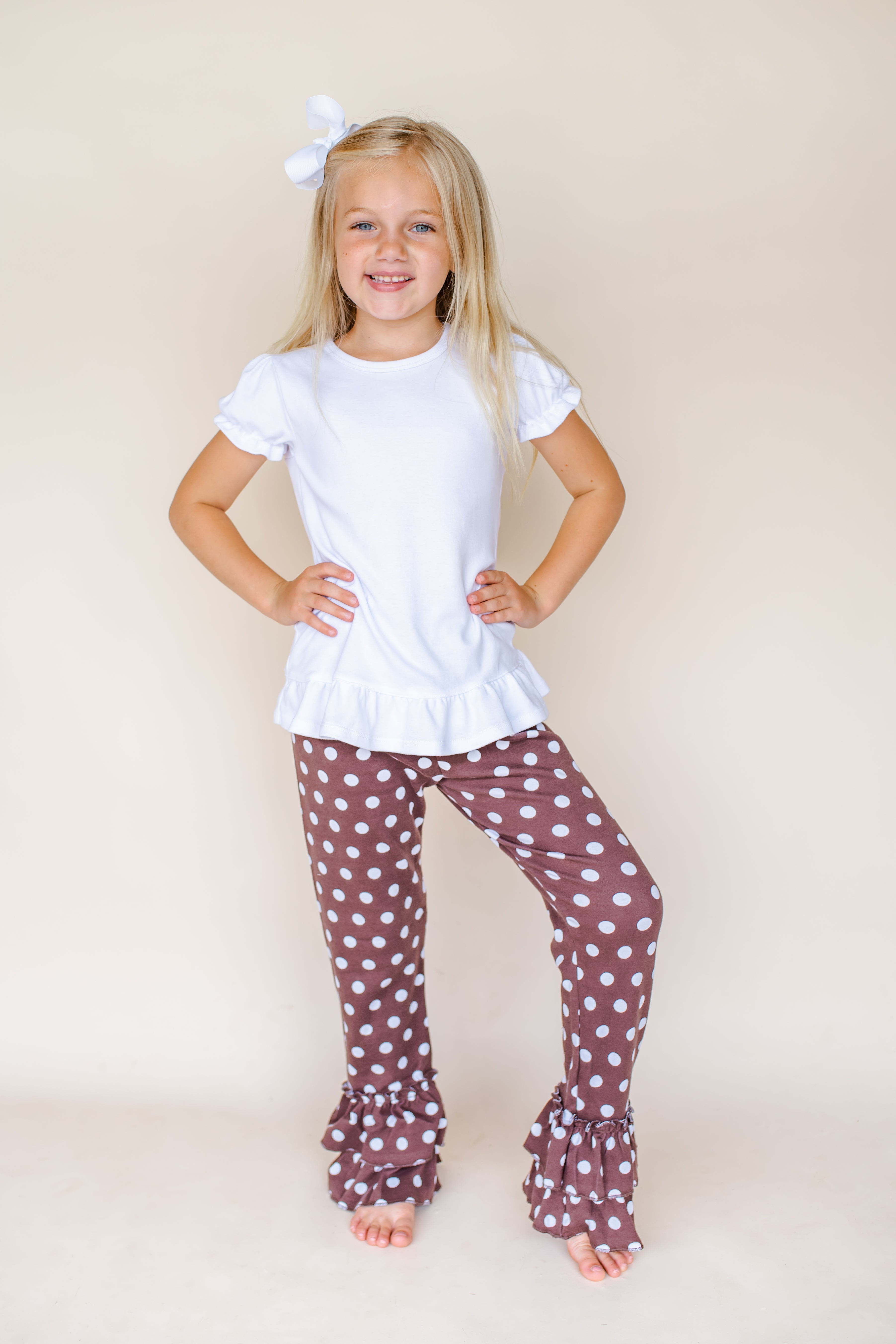 Girl's Polka Dot Ruffle Pants