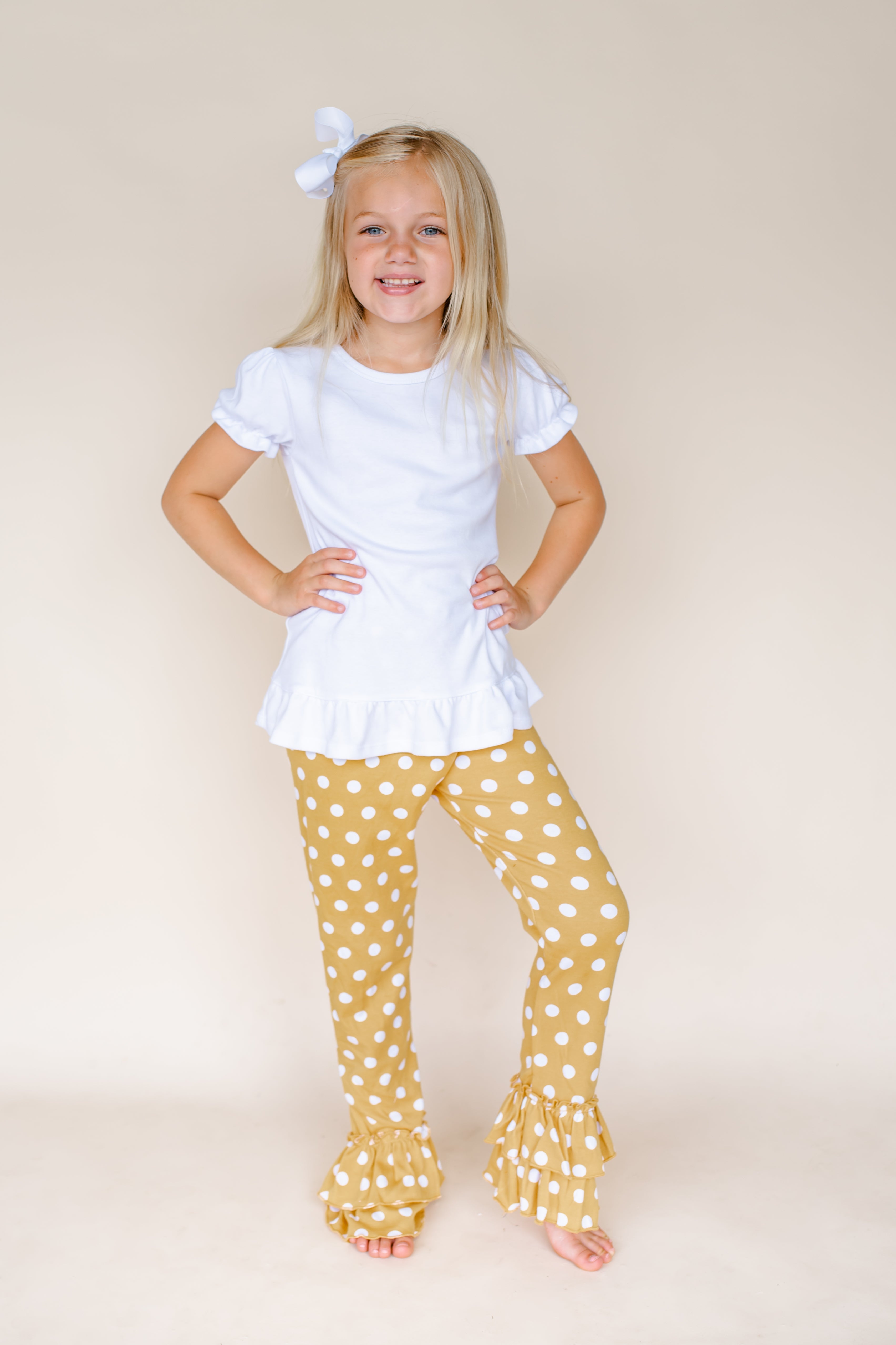 Girl's Polka Dot Ruffle Pants