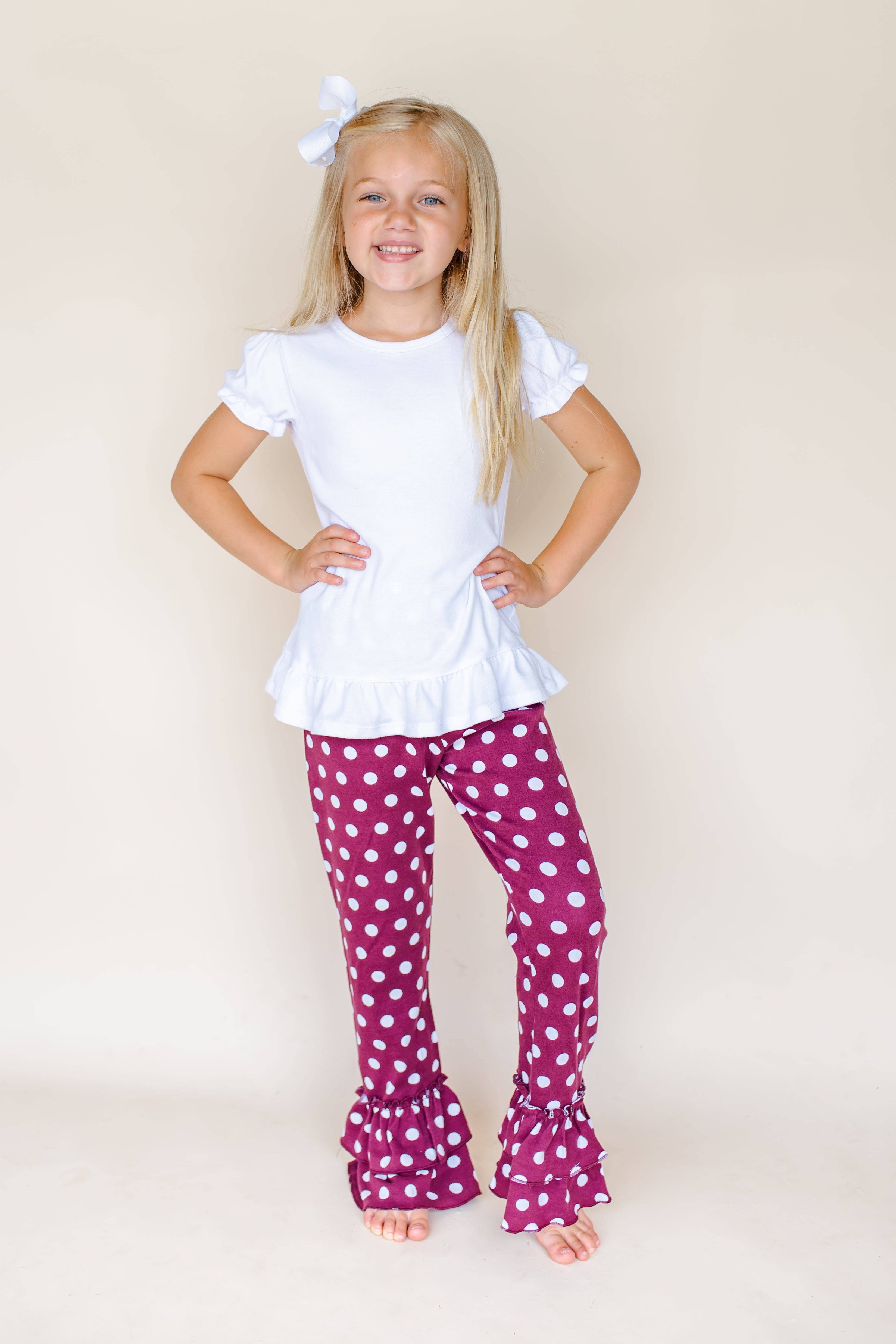 Girl's Polka Dot Ruffle Pants