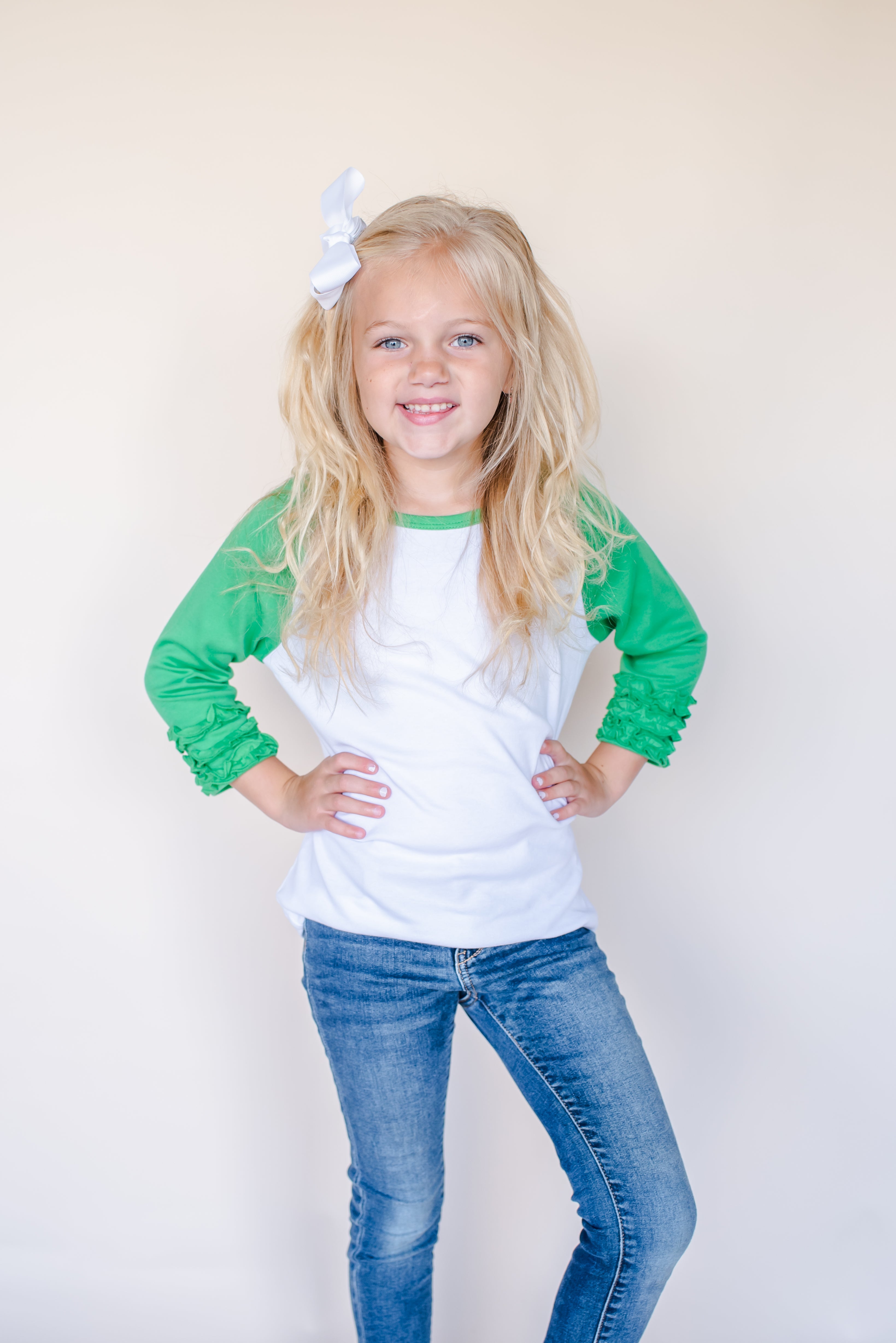 Girl's Solid Triple Ruffle Raglans