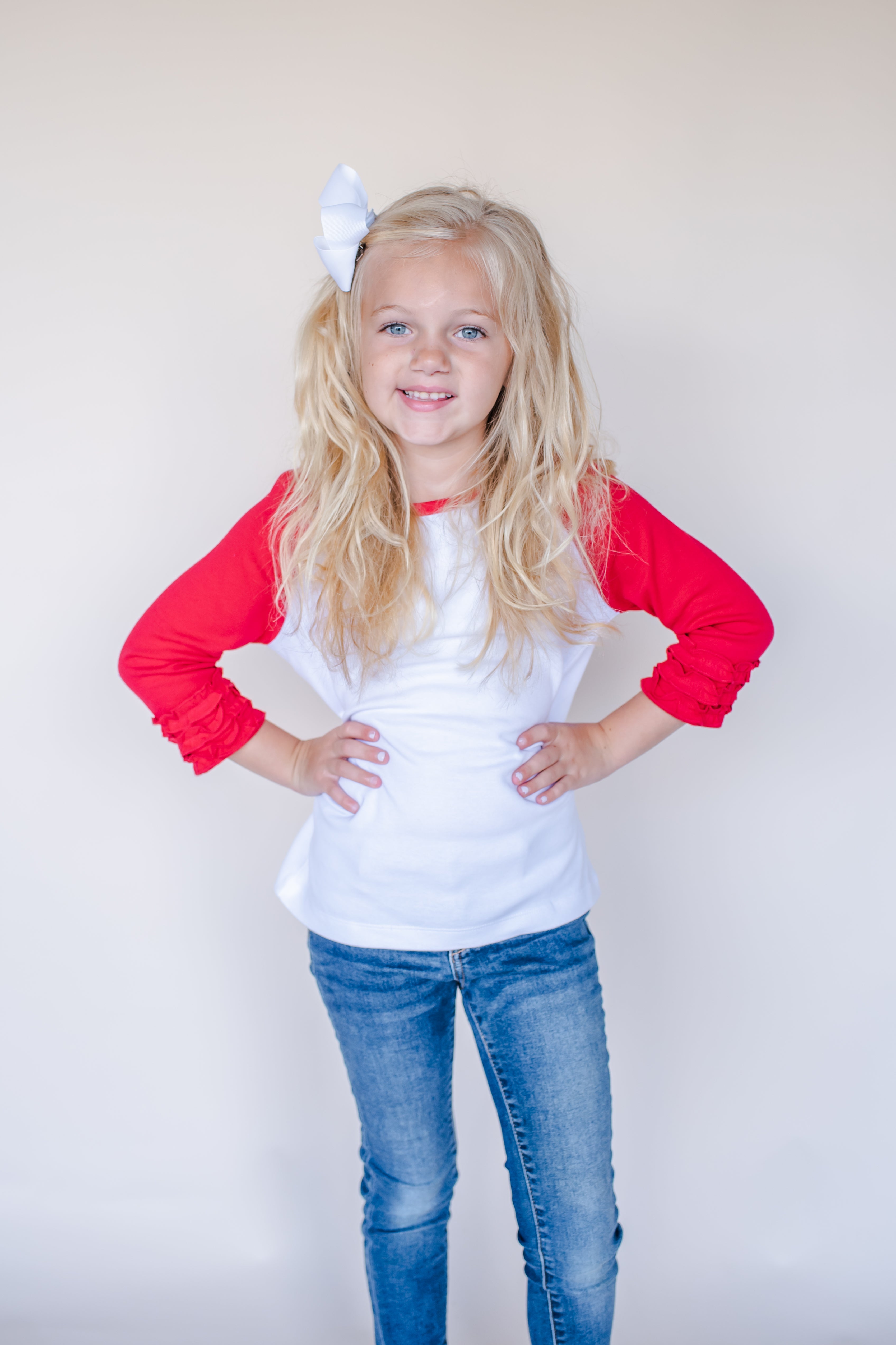 Girl's Solid Triple Ruffle Raglans