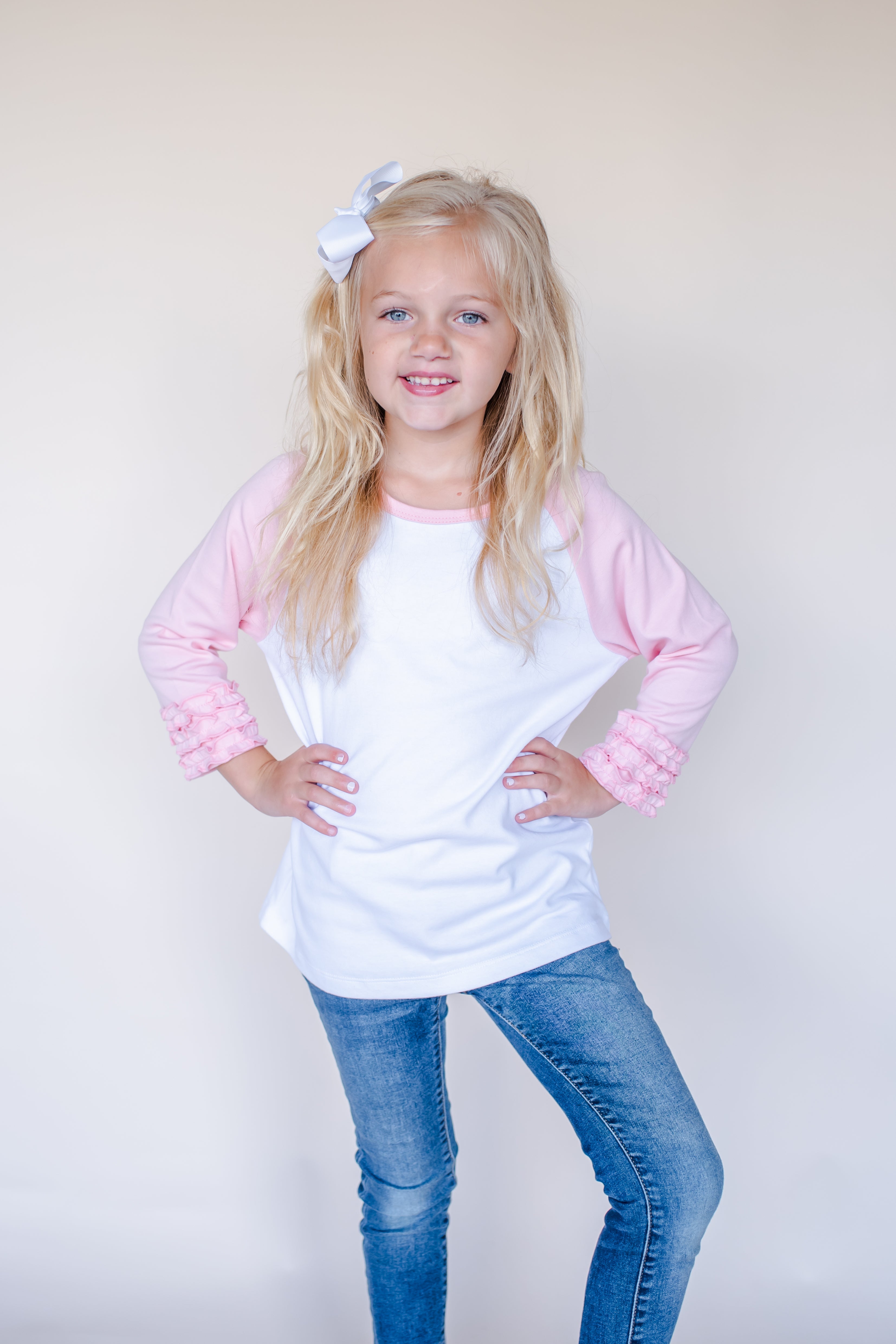 Girl's Solid Triple Ruffle Raglans