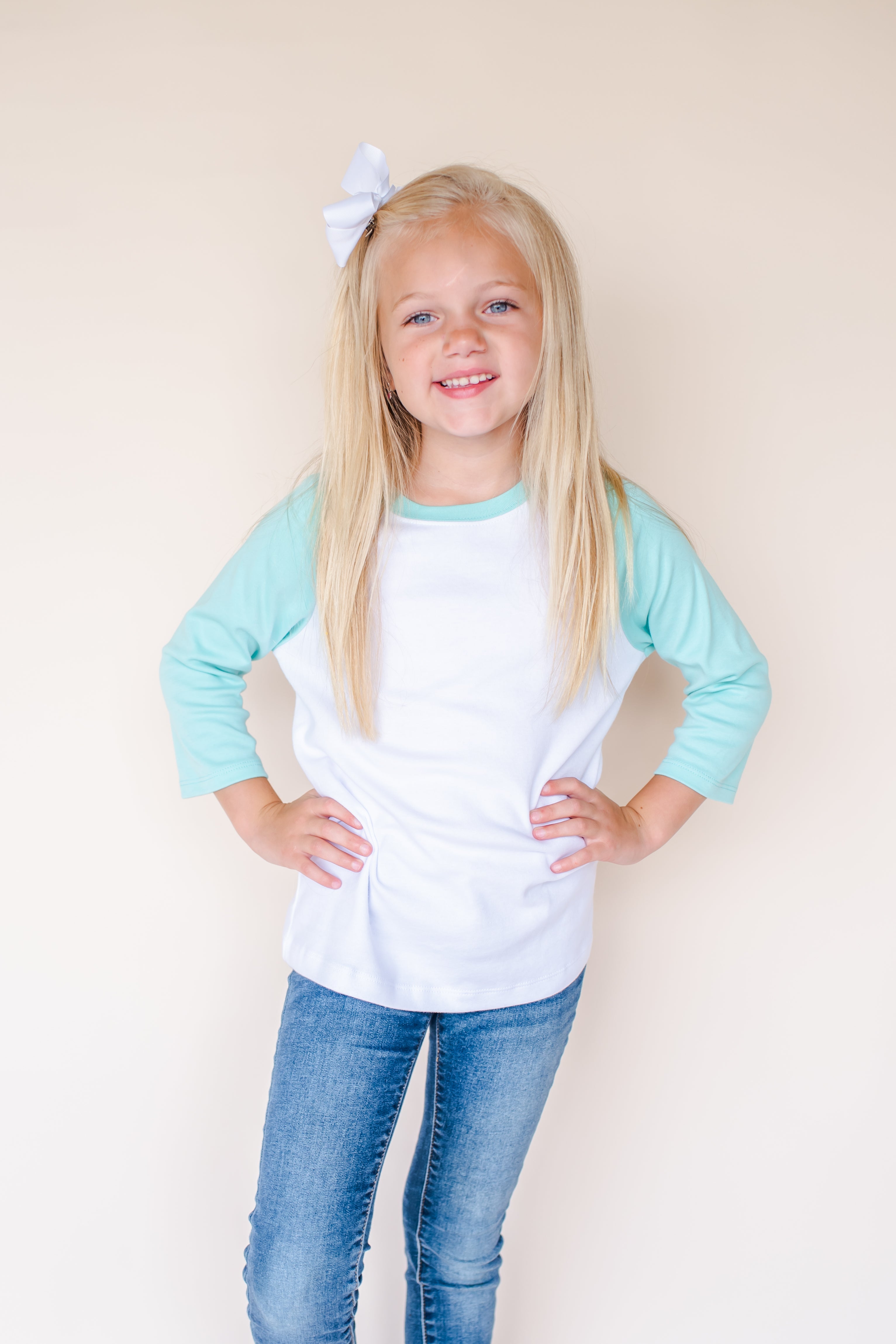 Unisex Raglan Shirt with White Body (12M-Toddler)