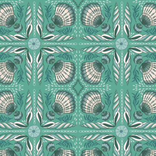 Seashell Serenade - Shell Tile - Green