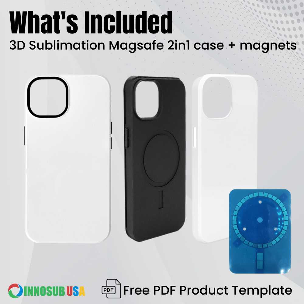 Sublimation Blanks 3D Magnetic Phone Cases for iPhone 15 16 |  2in1 Tough Case