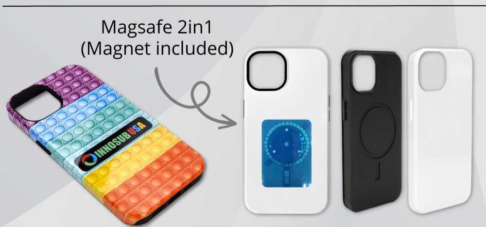 Sublimation Blanks 3D Magnetic Phone Cases for iPhone 15 16 |  2in1 Tough Case