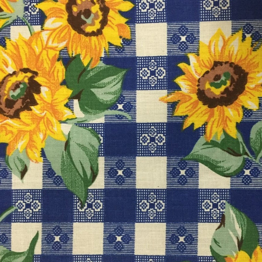 Plaid Daisy Floral Print Poly Cotton Fabric