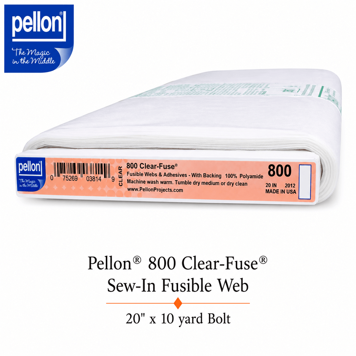 Pellon® 800 Clear-Fuse® Fusible Web – 20" x 10 Yard Bolt – Clear