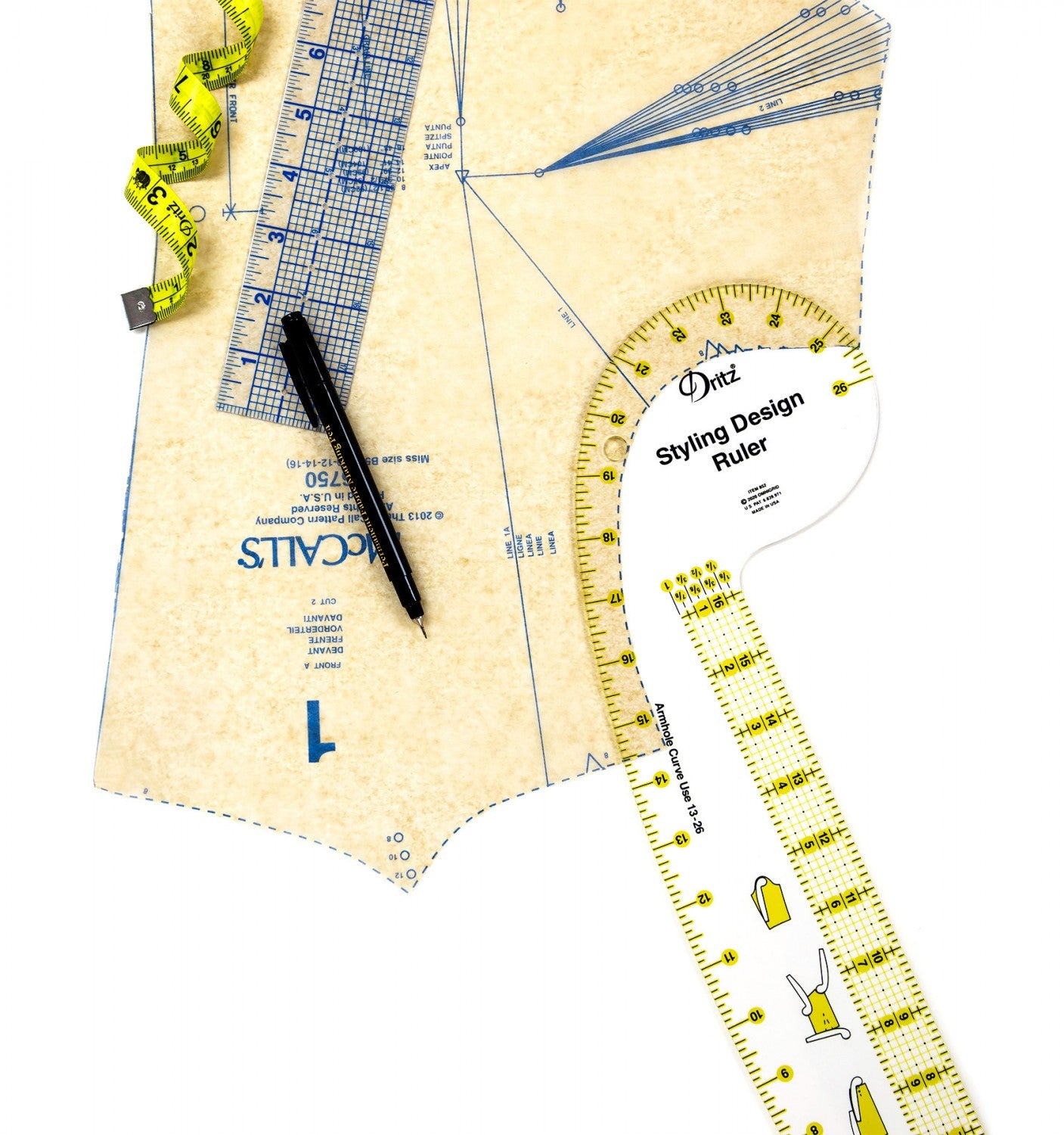 Dritz Styling Design Ruler Clear 20in