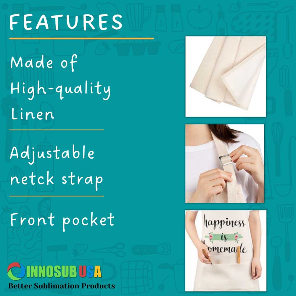 Sublimation Blank Apron for Kitchen Aprons with Pockets Unisex by Innosub USA