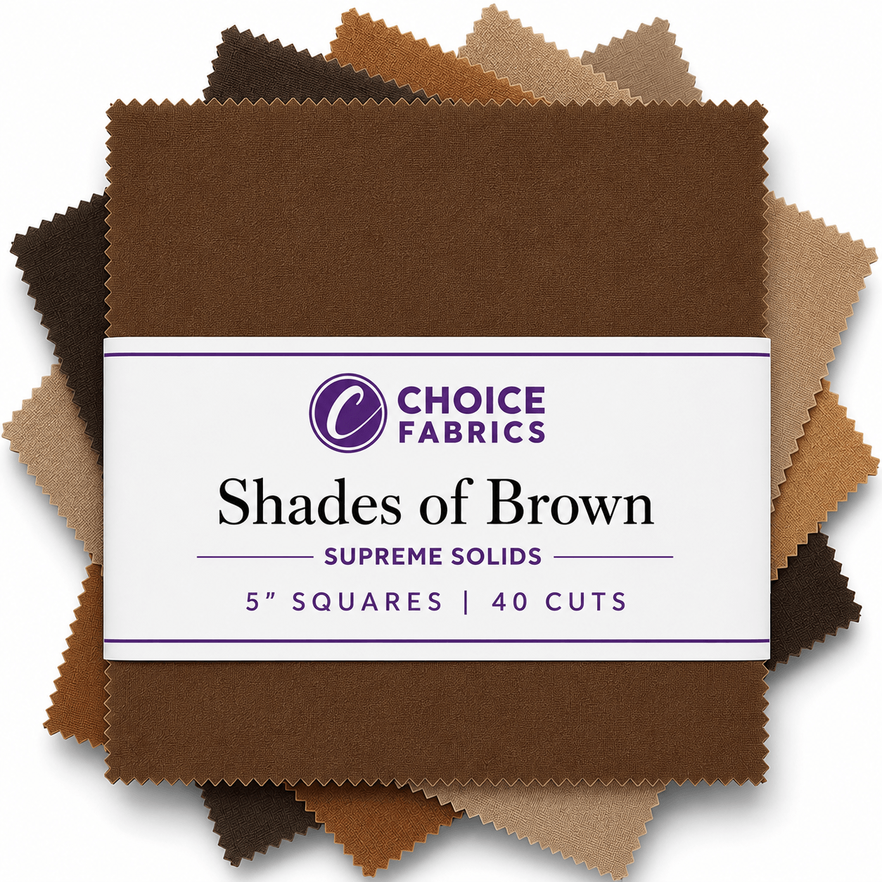 Supreme Solids - 5x5 Charm Pack - Shades of Brown (40 Squares)