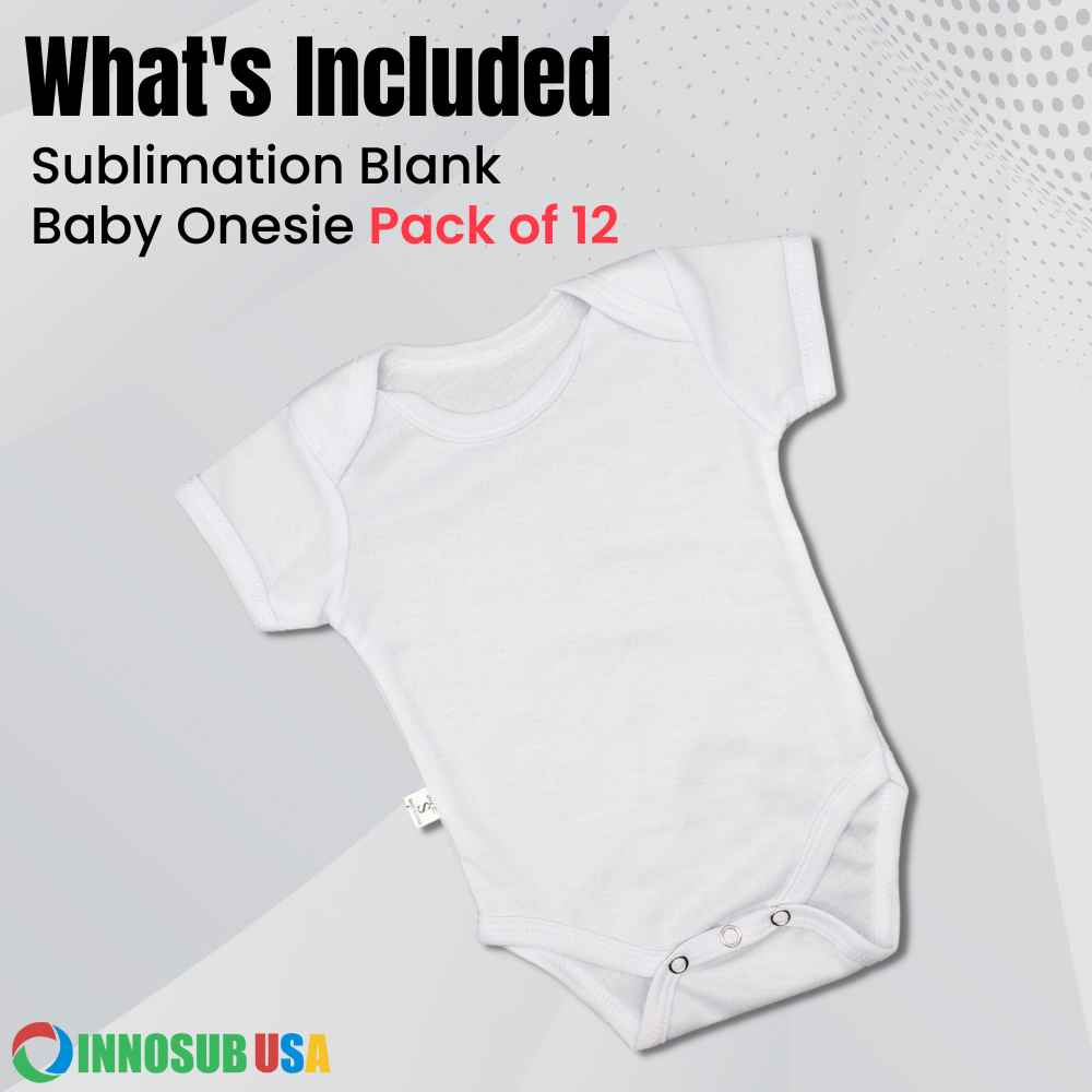 Sublimation Blank Baby Onesie Polyester White Pack of 12 by INNOSUB USA