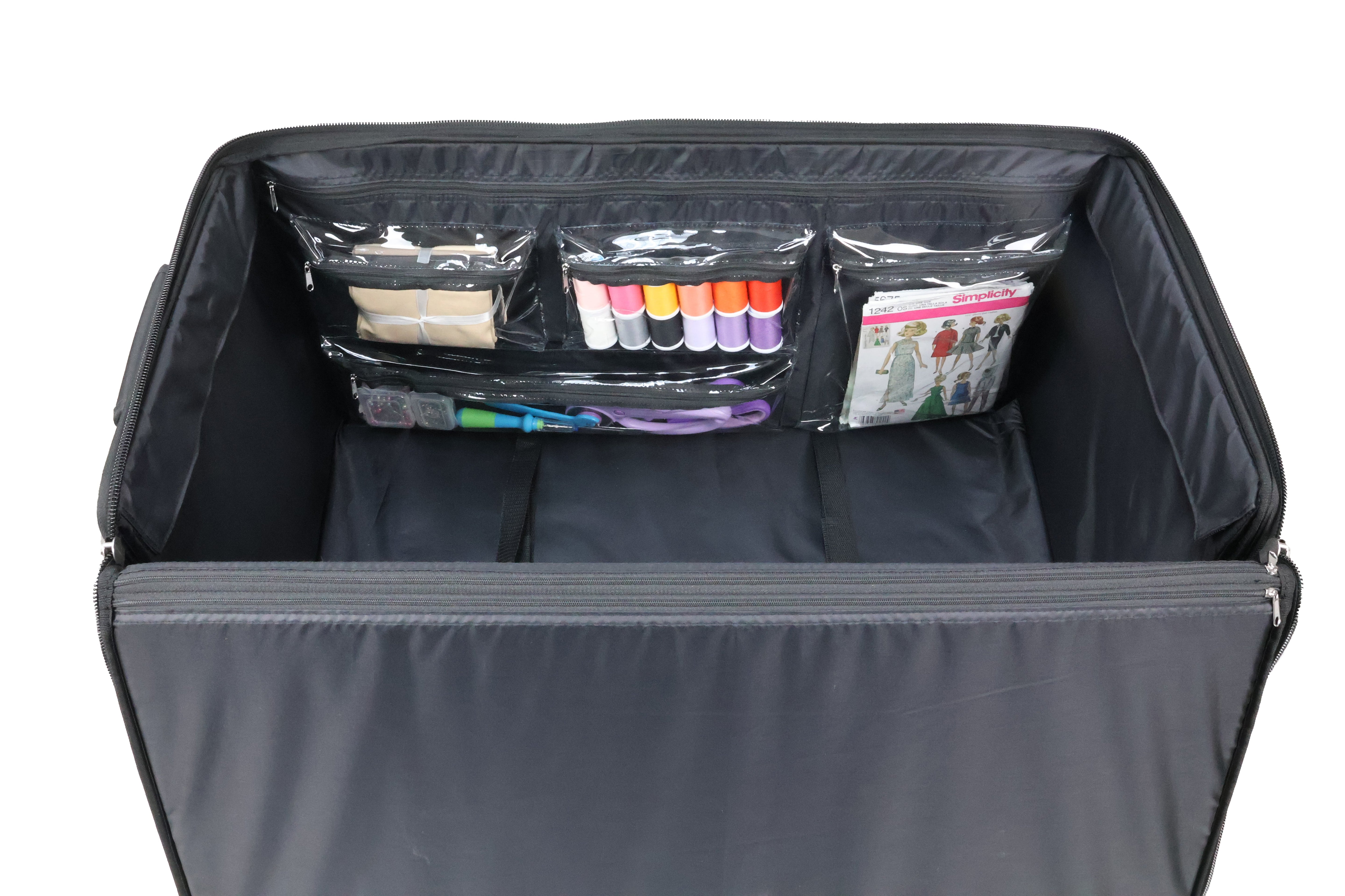 Everything Mary Jumbo 5 Wheel Collapsible Rolling Sewing Machine Storage Case, Floral