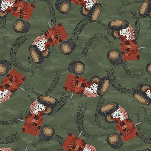 Rise with the Sun - Tractors - Dark Green (3-Yard Pack)