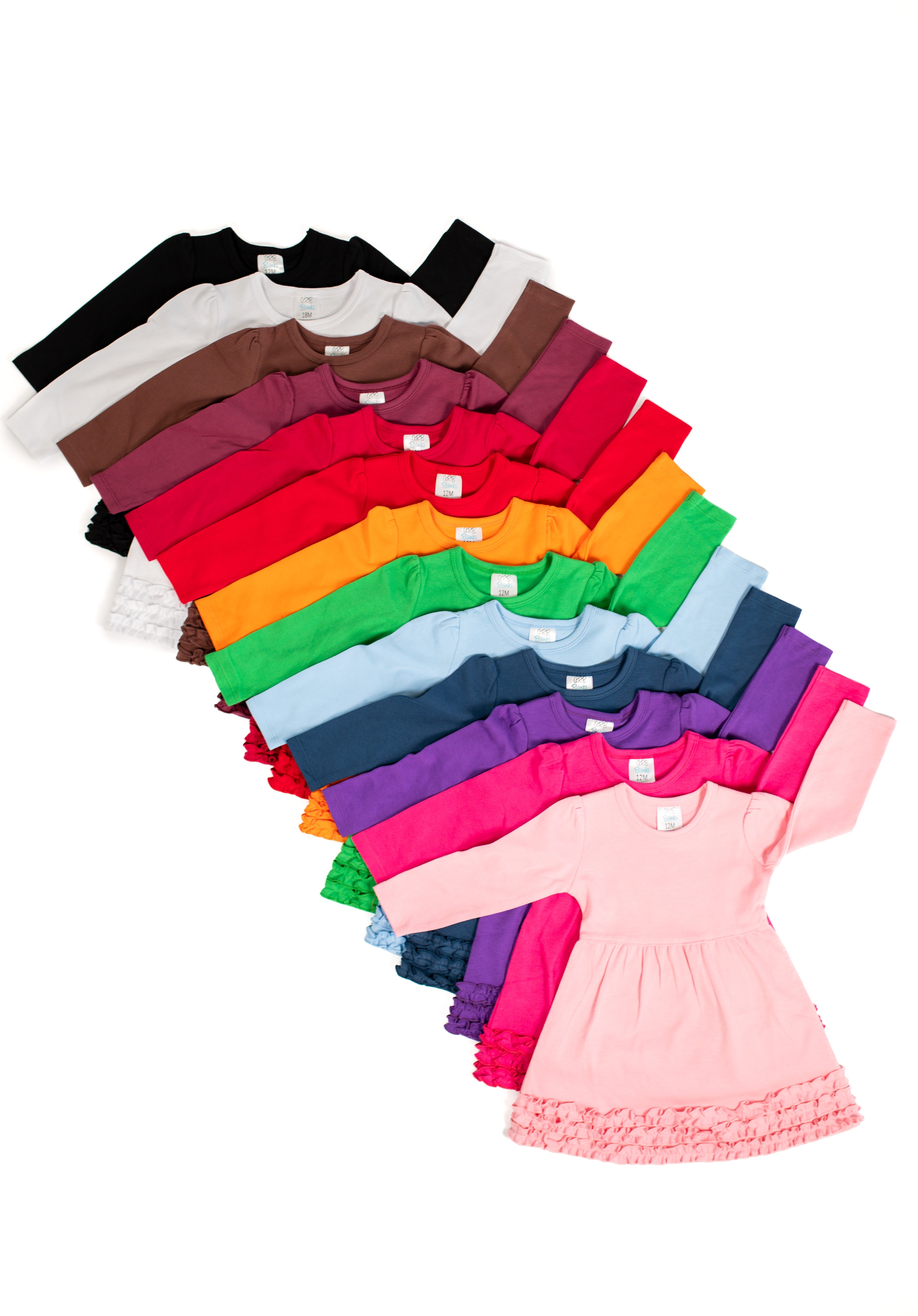 Girl's Long Sleeve Ruffle Empire Waist Dress (12M-Toddler)