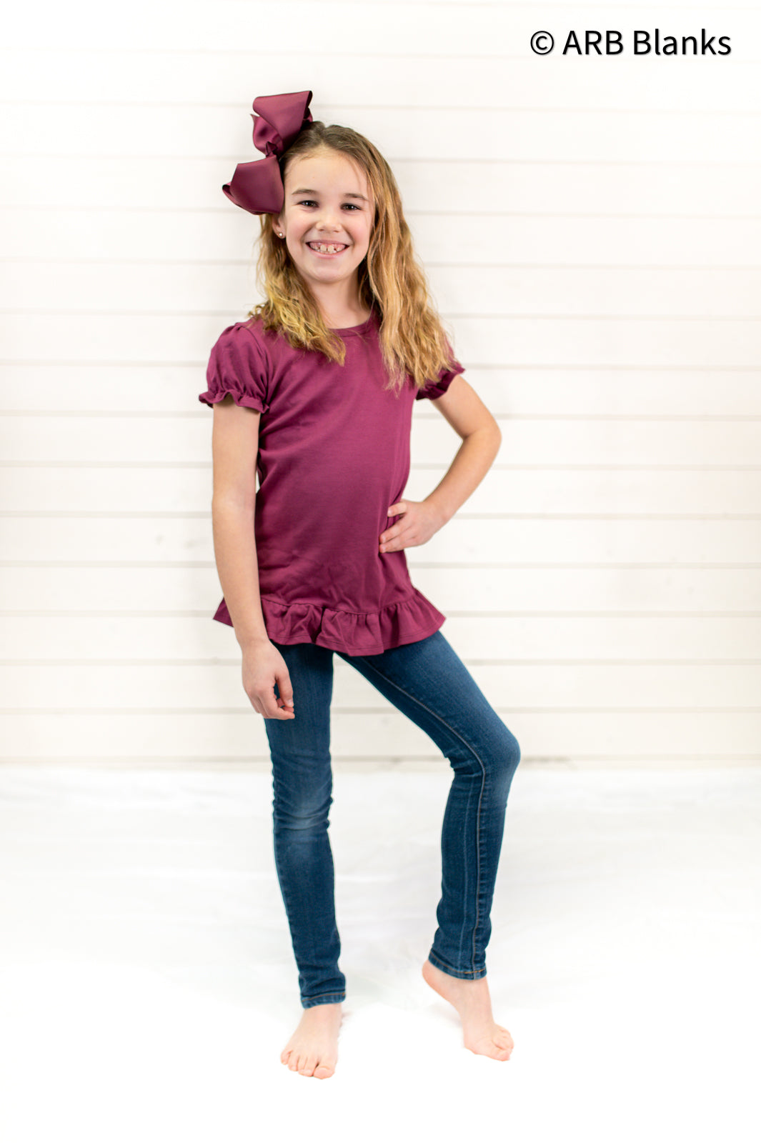 Girl's Short Sleeve Ruffle Shirt (Youth)