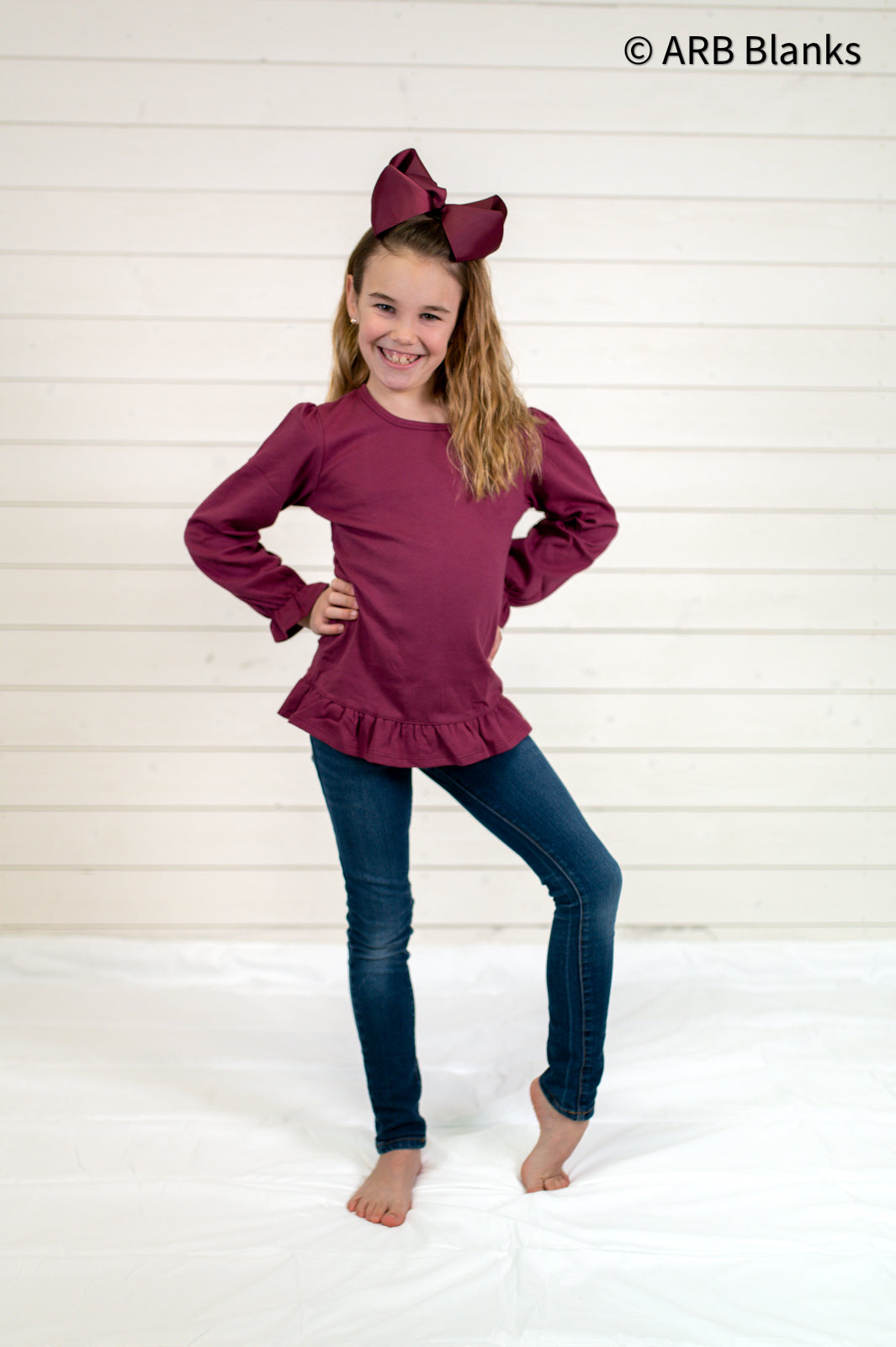 Girl's Long Sleeve Ruffle Shirt (Youth)