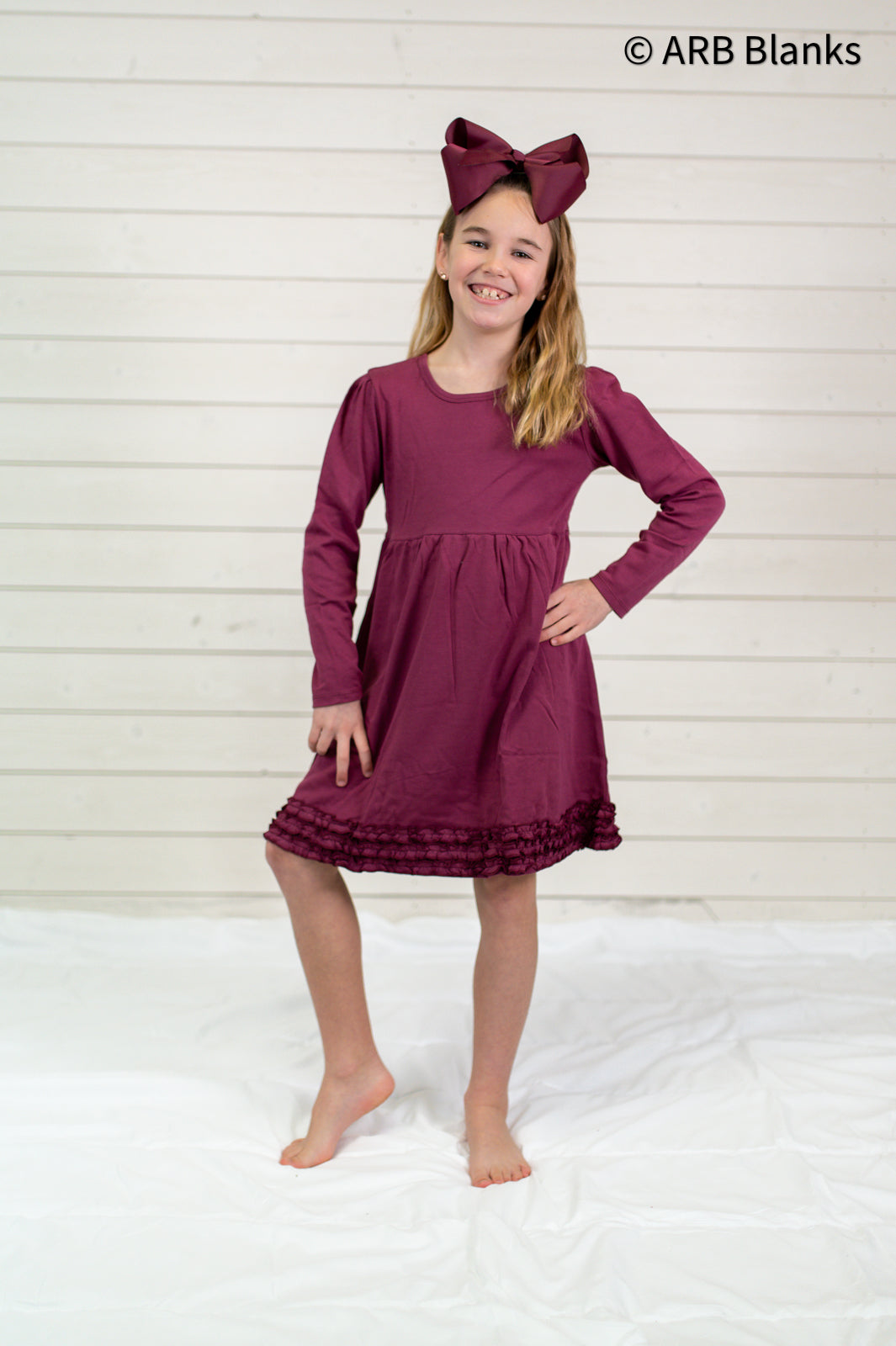 Girl's Long Sleeve Ruffle Empire Waist Dress (12M-Toddler)