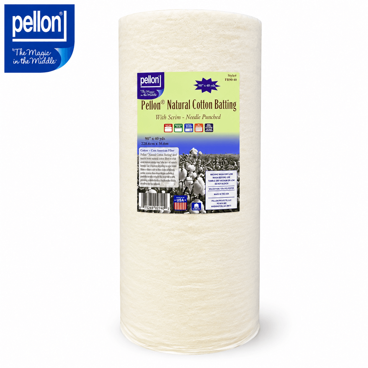 Pellon® Natural Cotton Batting With Scrim – 90" x 40 Yard Roll