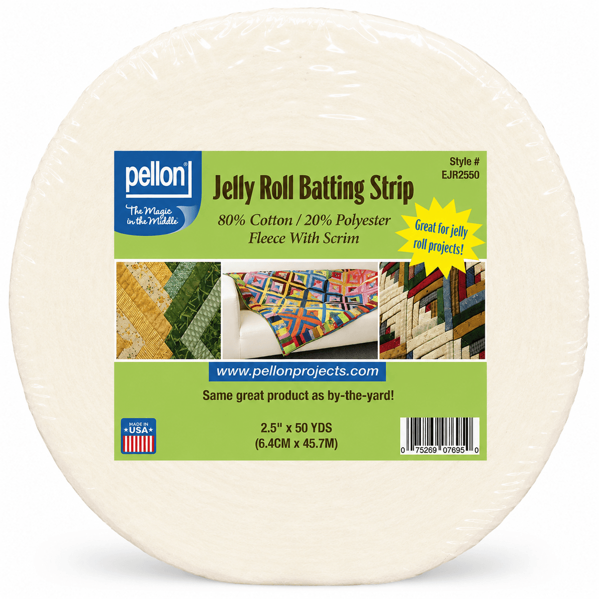 Pellon® Natural Cotton Batting With Scrim – 2.5" x 50 yards Jelly Roll Size Package