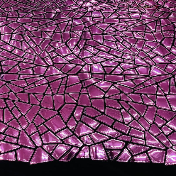 Shattered Glassed Metallic Foil Stretch Velvet Fabric